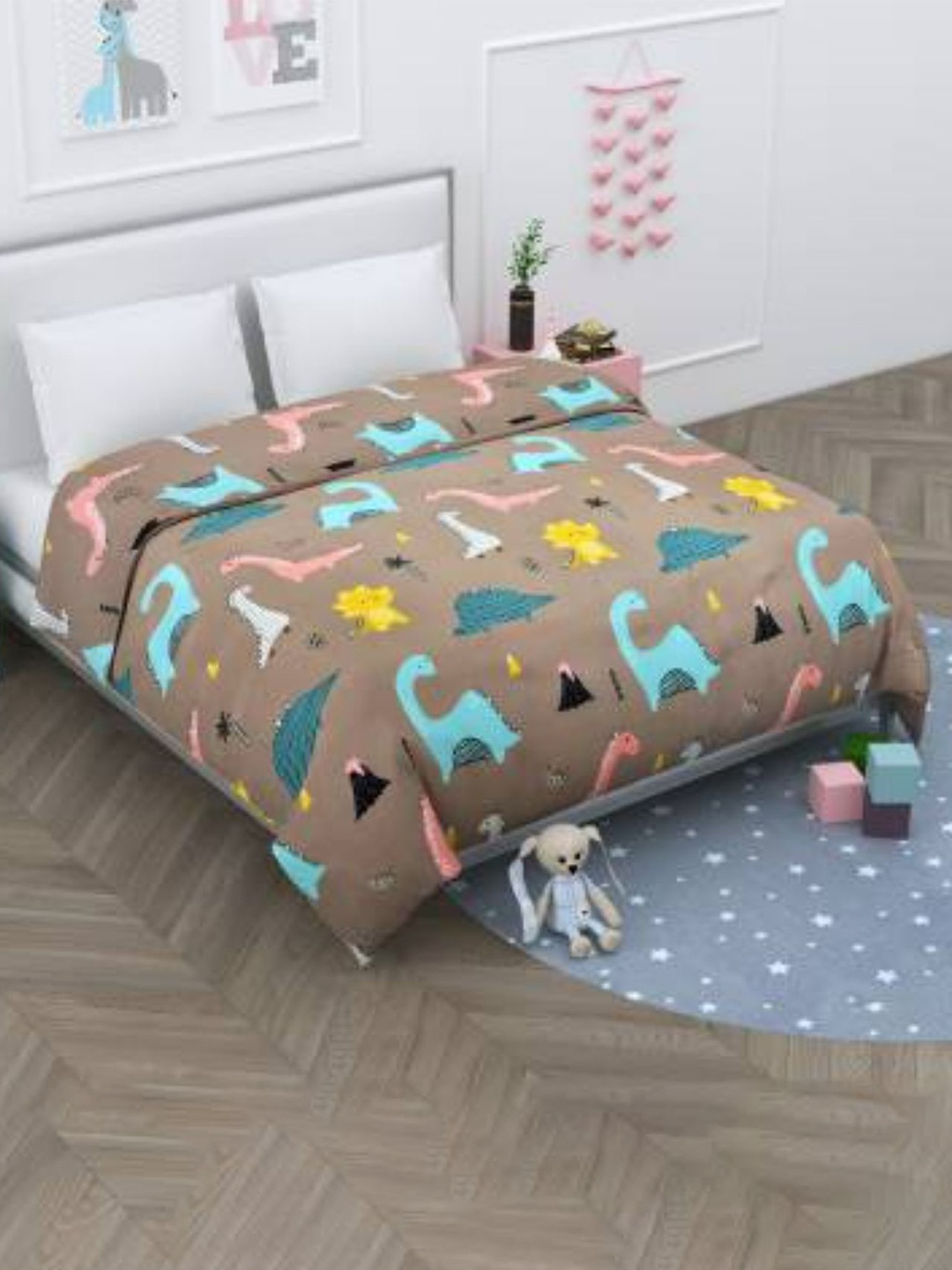 

Bajo's Brown & Blue Cartoon Characters AC Room 210 GSM Single Bed Comforter