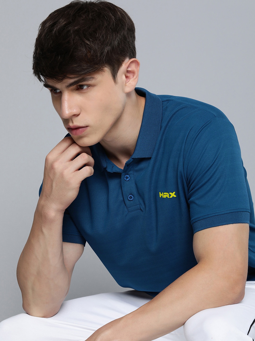 

HRX by Hrithik Roshan Brand Logo Polo Collar T-shirt, Teal