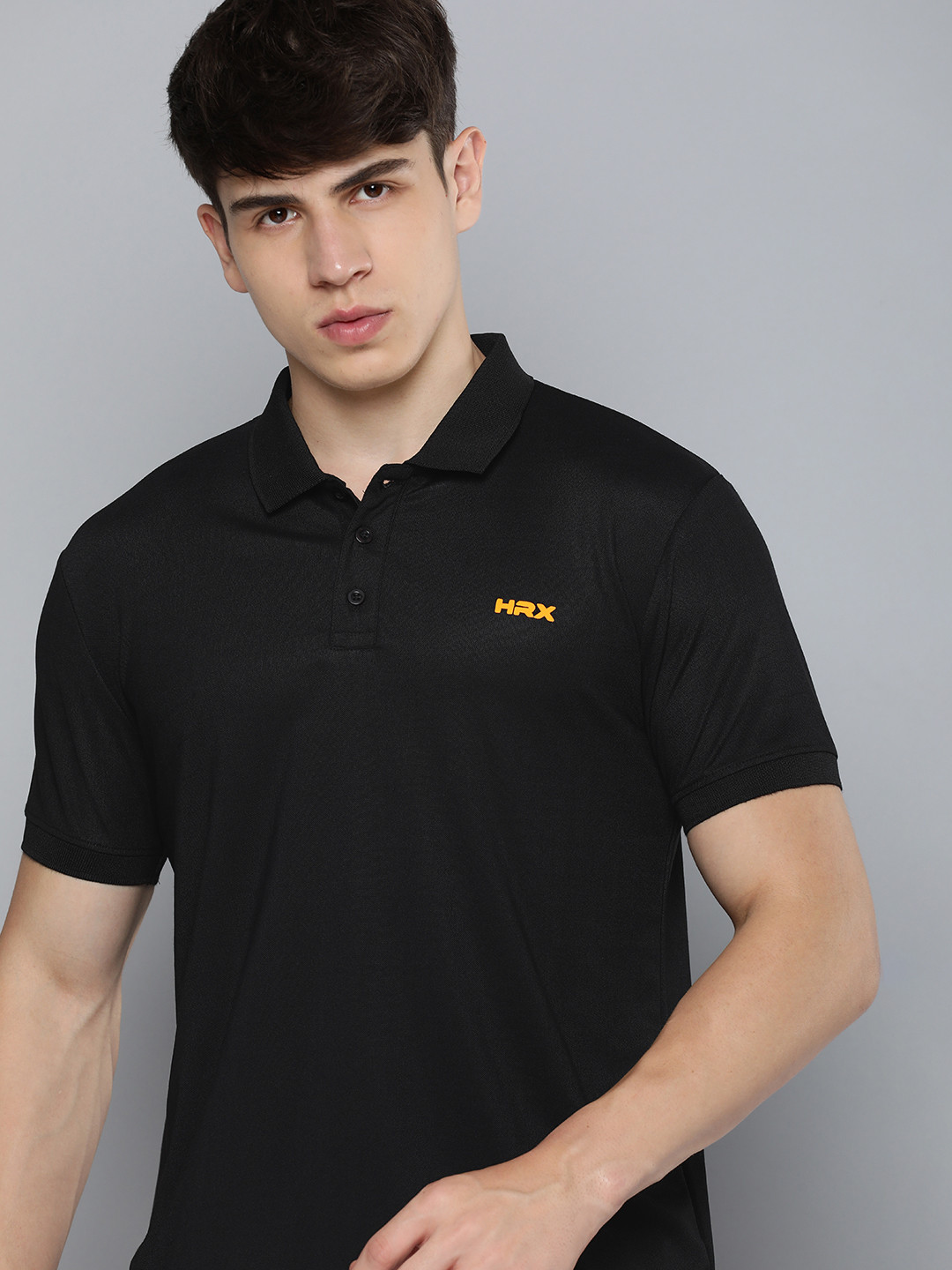 

HRX by Hrithik Roshan Brand Logo Polo Collar T-shirt, Black