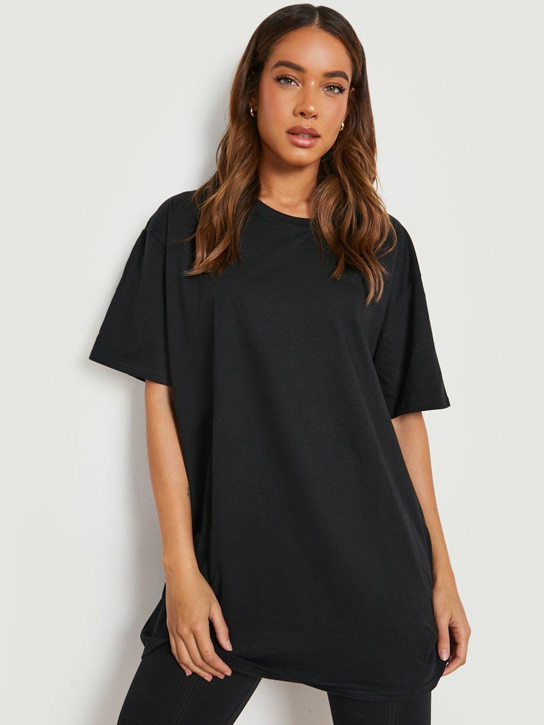 

Boohoo Floral Print Pure Cotton Oversized T-shirt, Black