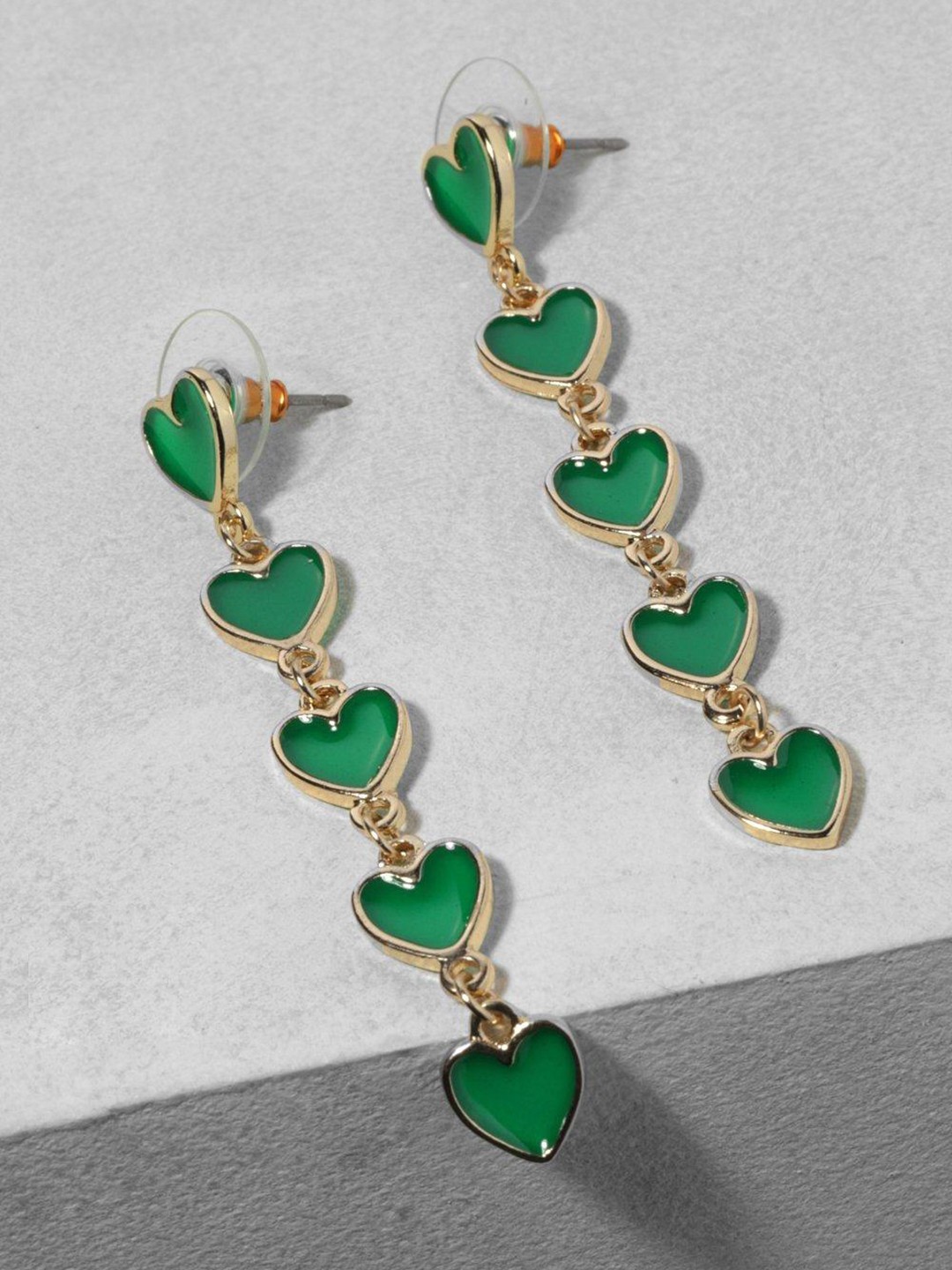 

Boohoo Heart Shaped Drop Earrings, Green