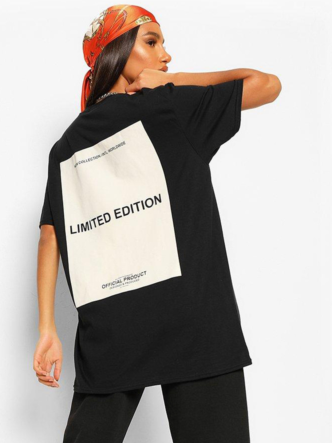 

Boohoo Geometric Printed Pure Cotton Oversized T-shirt, Black