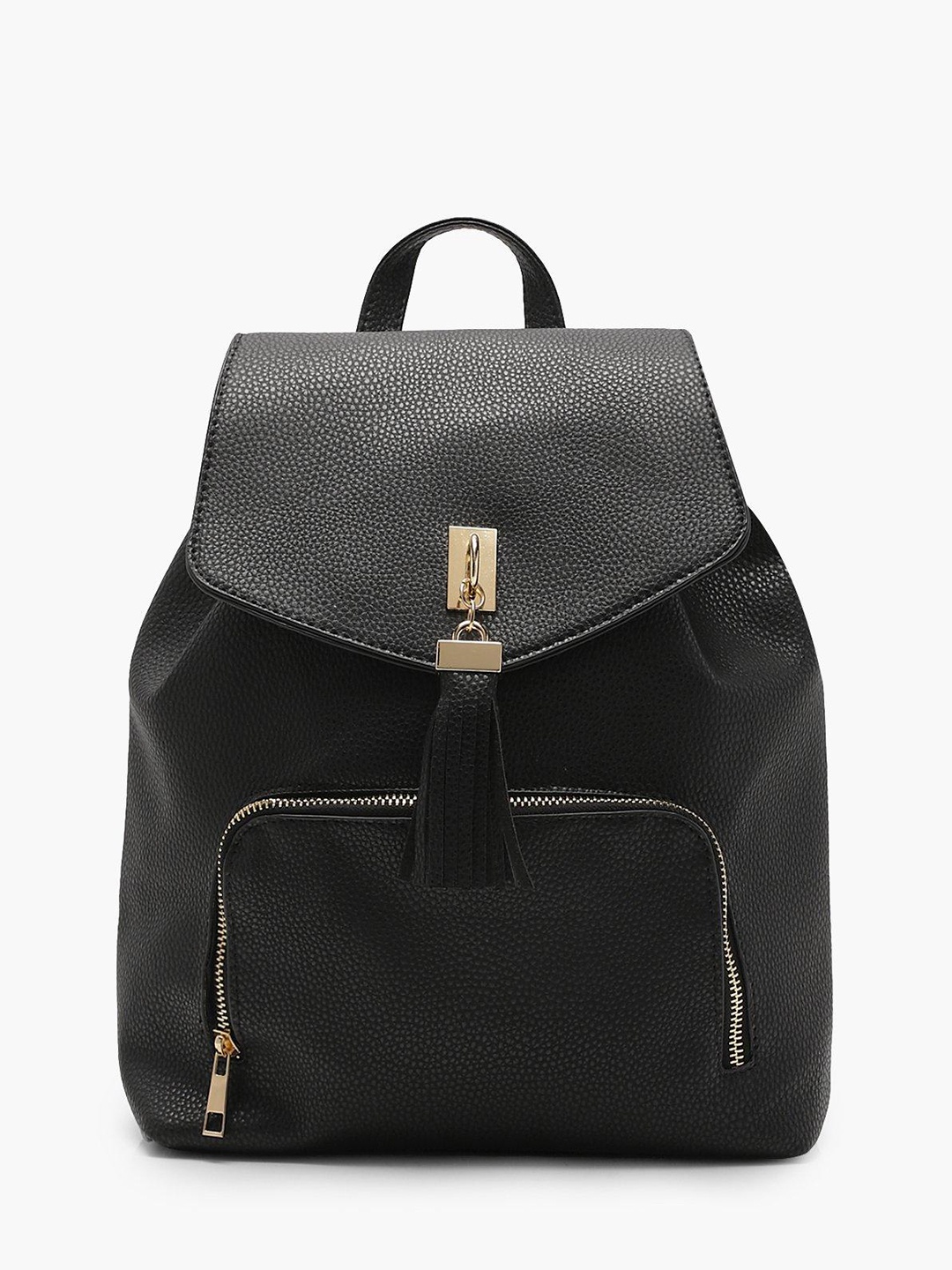 

Boohoo Women Textured Backpack - 11 L, Black