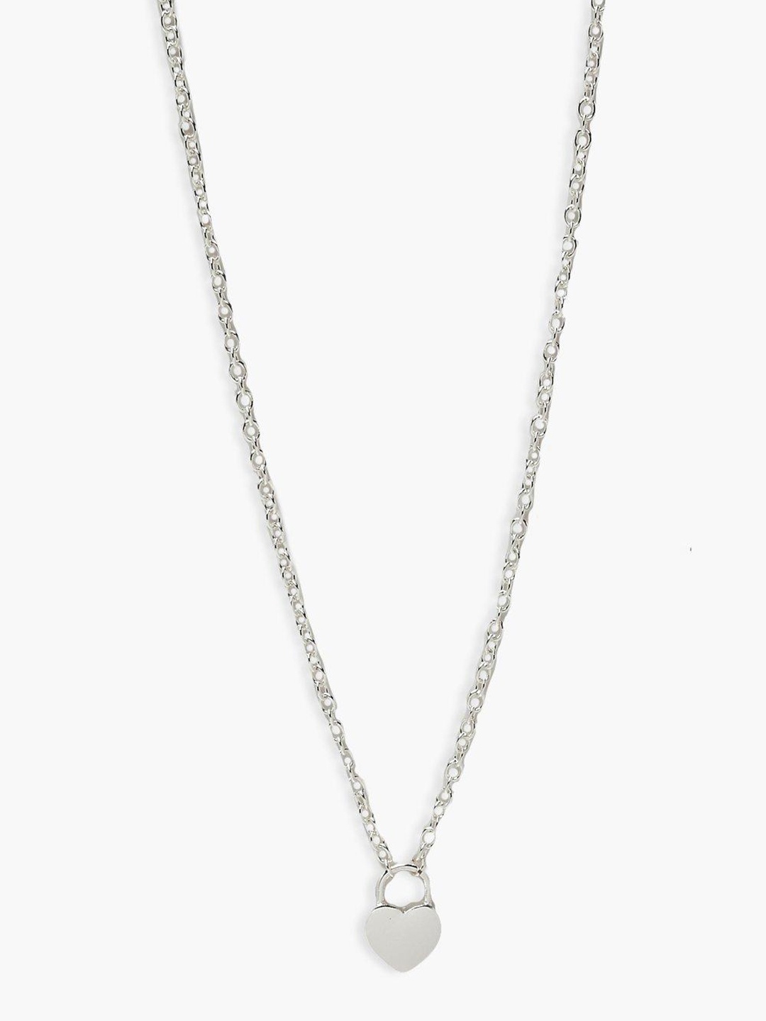 

Boohoo Women Linked Chain Mini Heart Shape Padlock Necklace, Silver