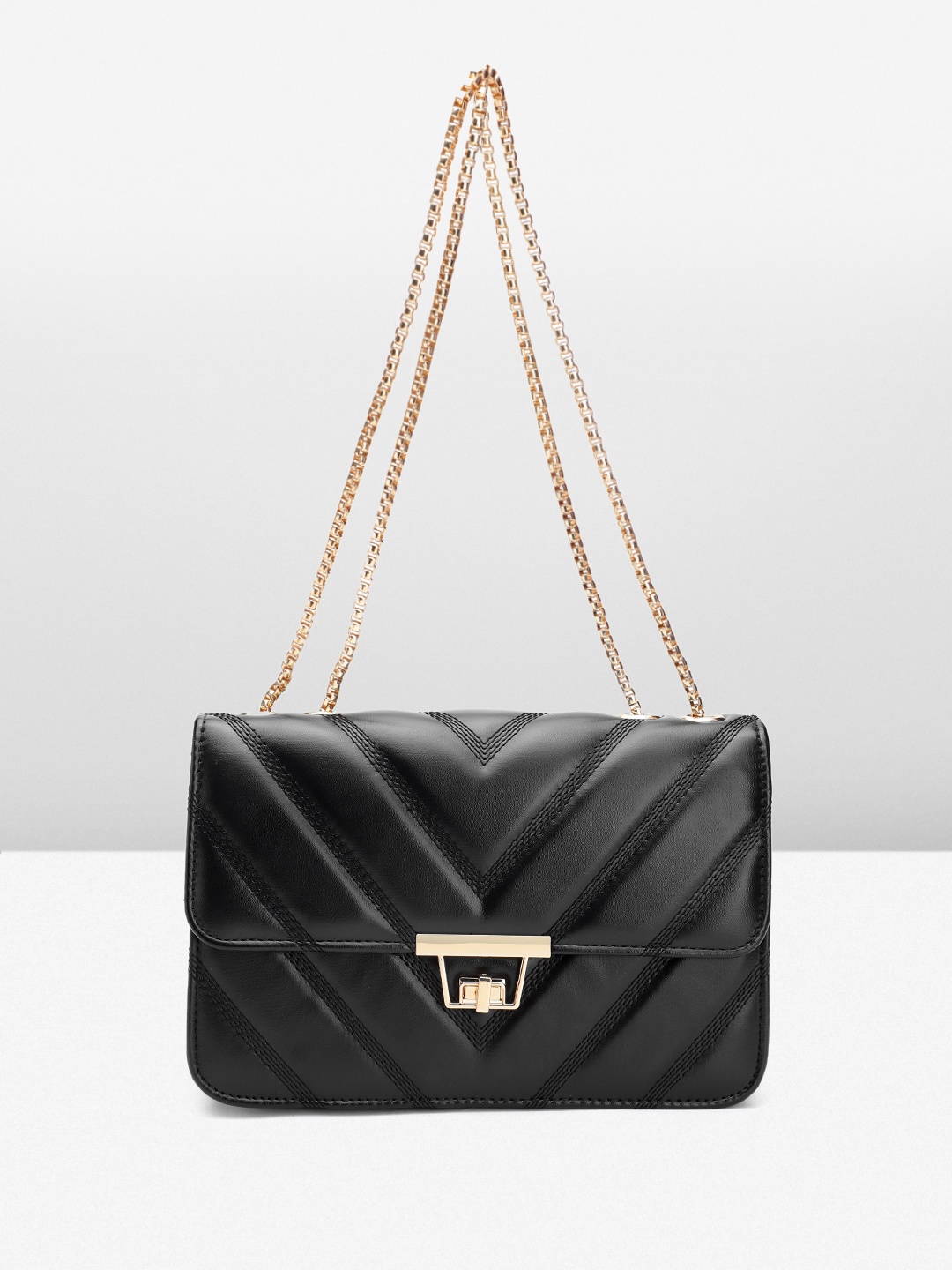 

Boohoo Structured Shoulder Bag with Quilted Detail, Black