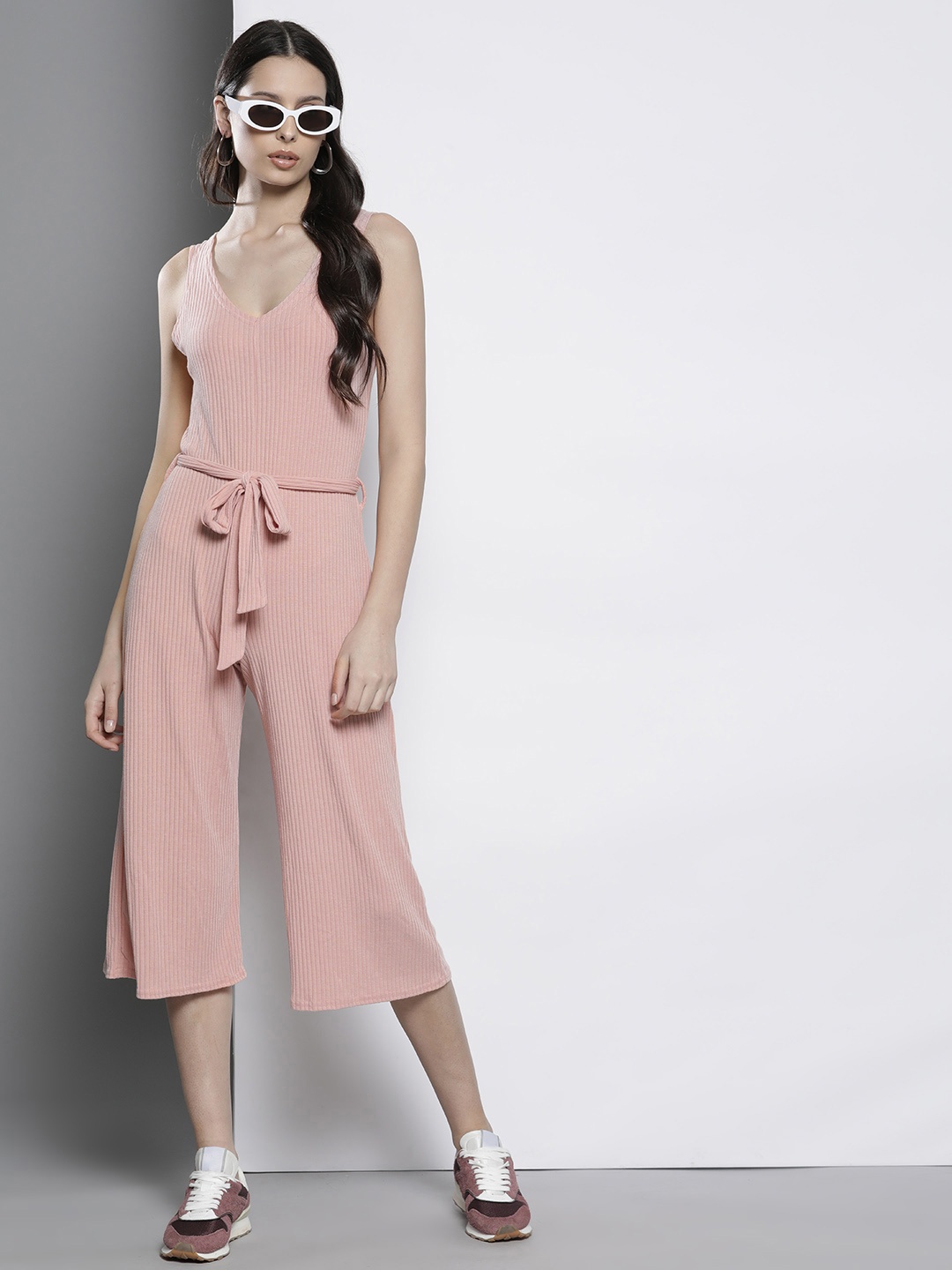 

Boohoo Ribbed Culotte Jumpsuit, Pink