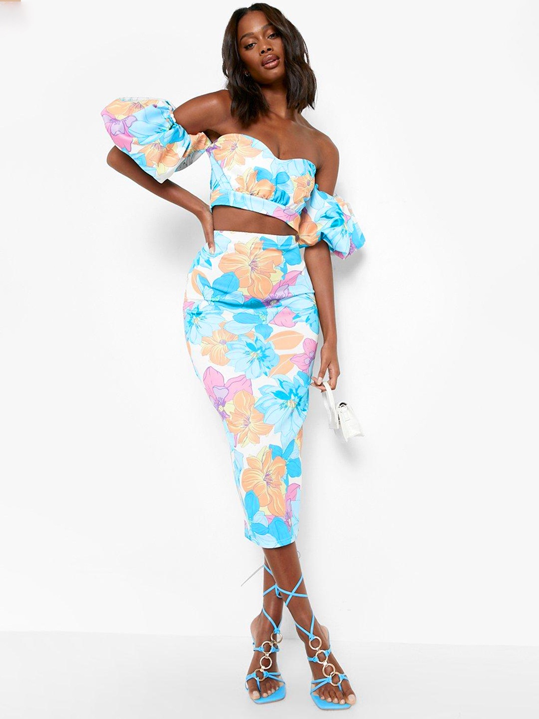 

Boohoo Women Floral Print Co-ords, Blue
