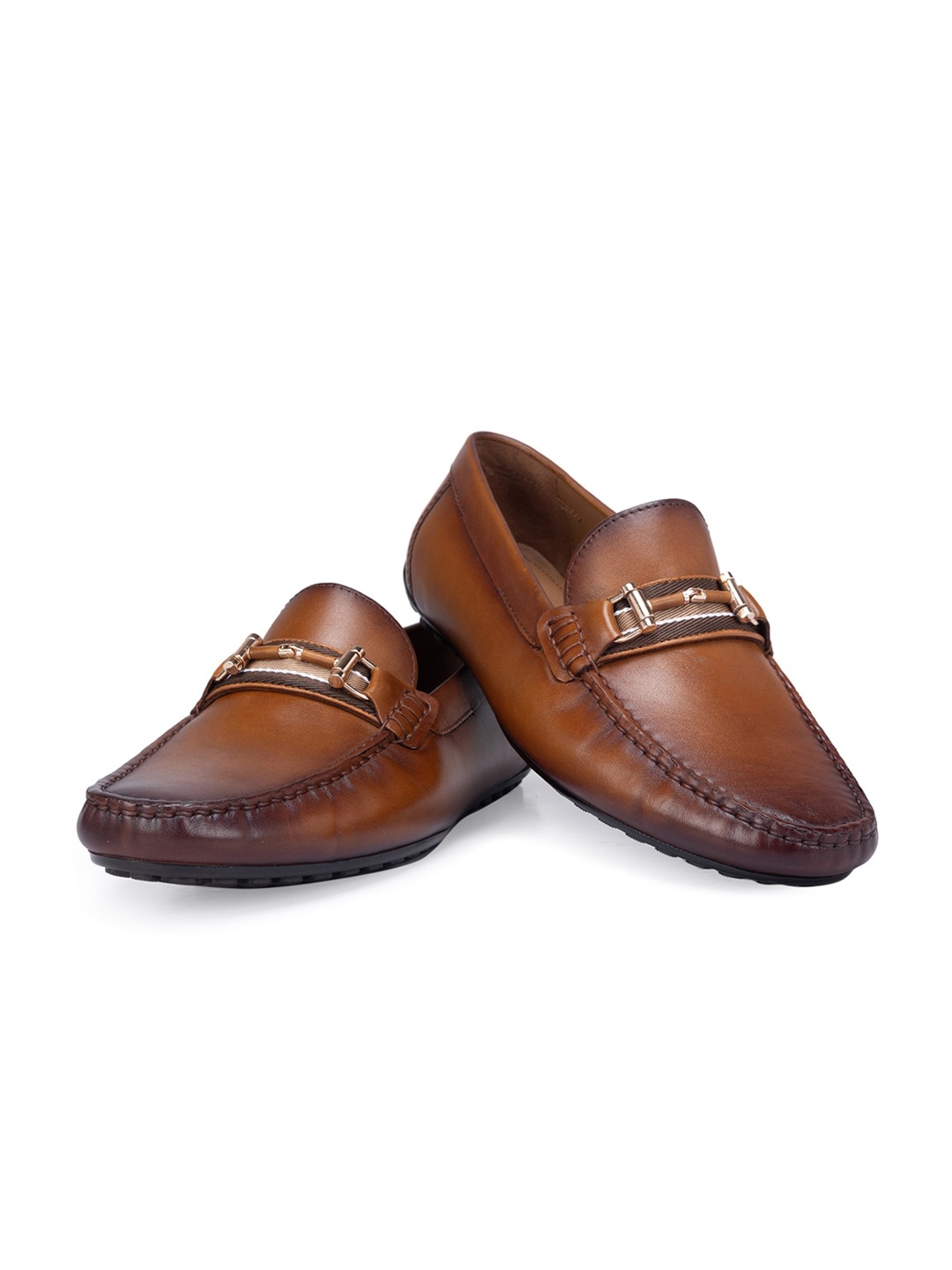 

ROSSO BRUNELLO Leather Formal Slip-On Shoes, Tan