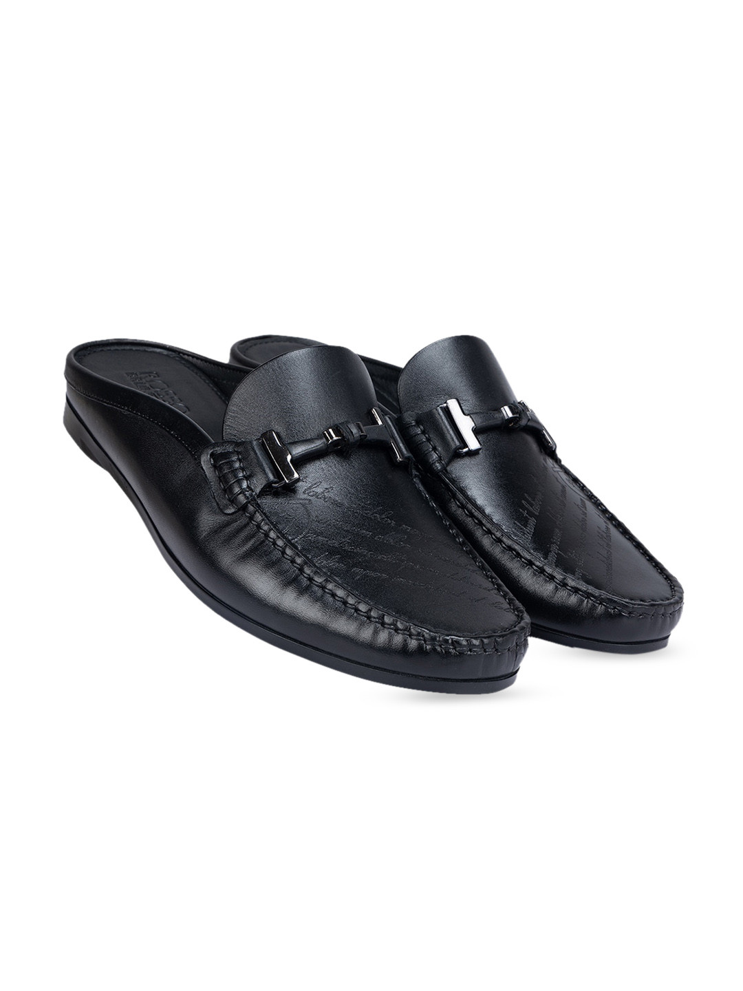 

ROSSO BRUNELLO Leather Formal Slip-On Shoes, Black