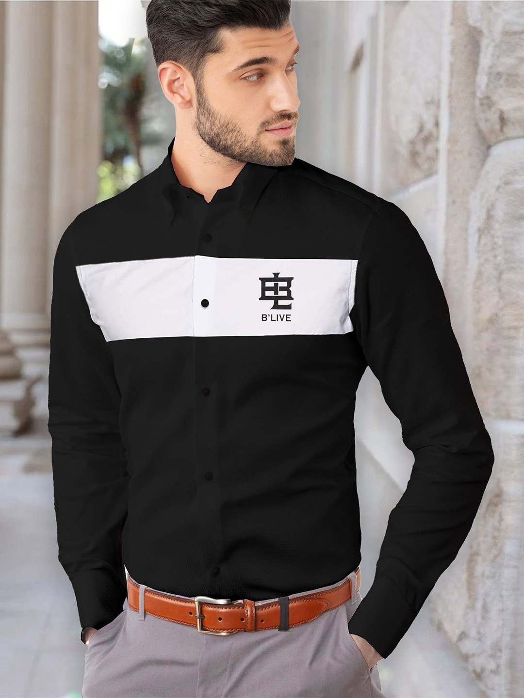 

BLIVE Men White Opaque Casual Shirt