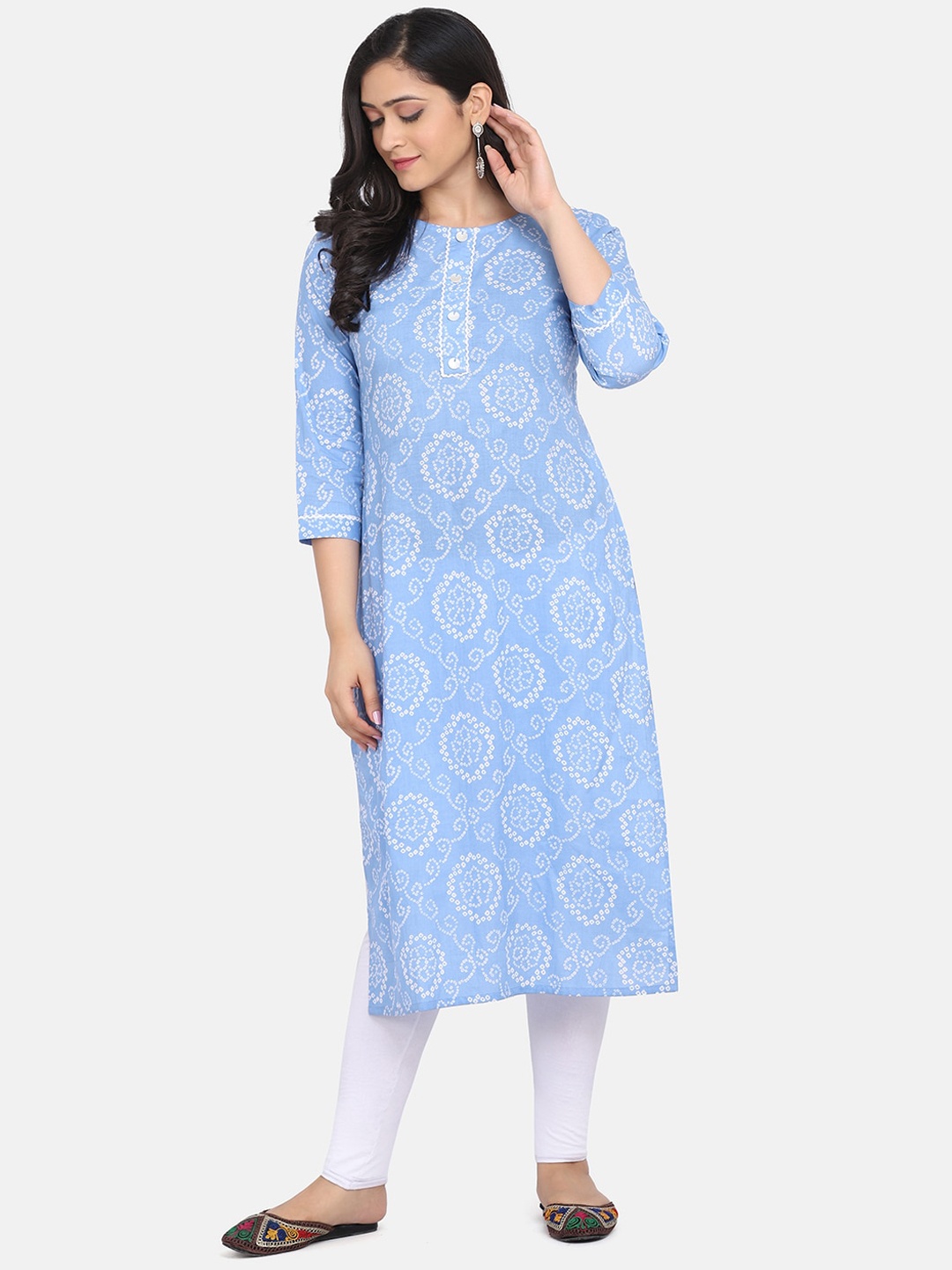 

KALINI Bandhani Printed Cotton Kurta, Blue