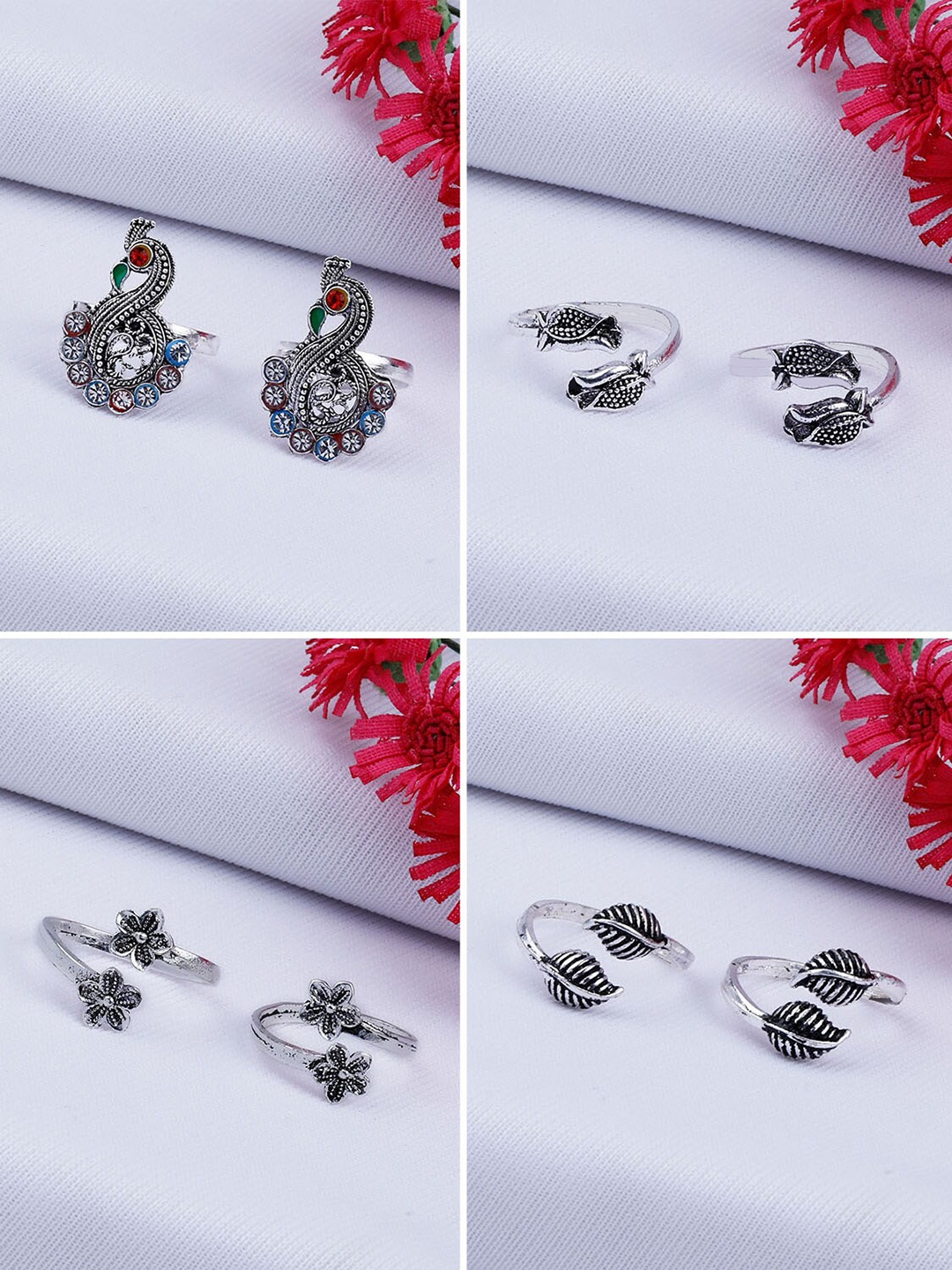 

Silver Shine Set Of 4 Silver-Plated Toe Rings