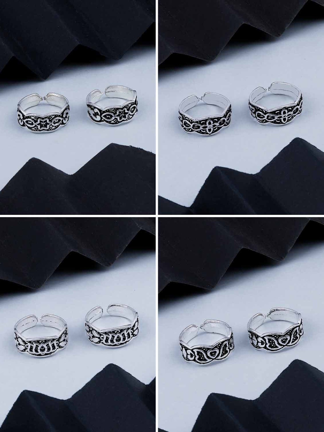 

Silver Shine Set Of 4 Silver-Plated Toe Ring