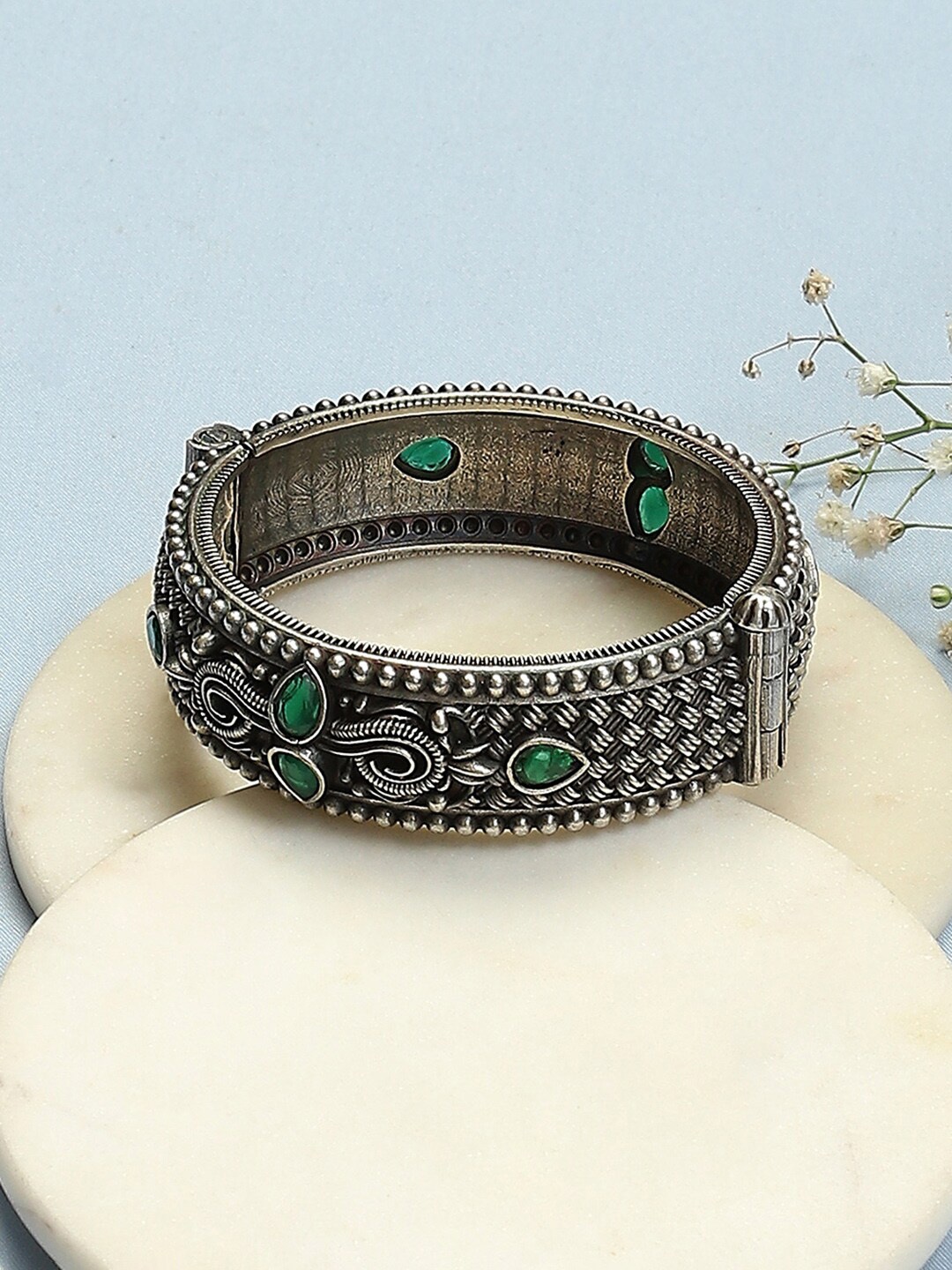 

Biba Silver-Plated Stone Studded Bangle