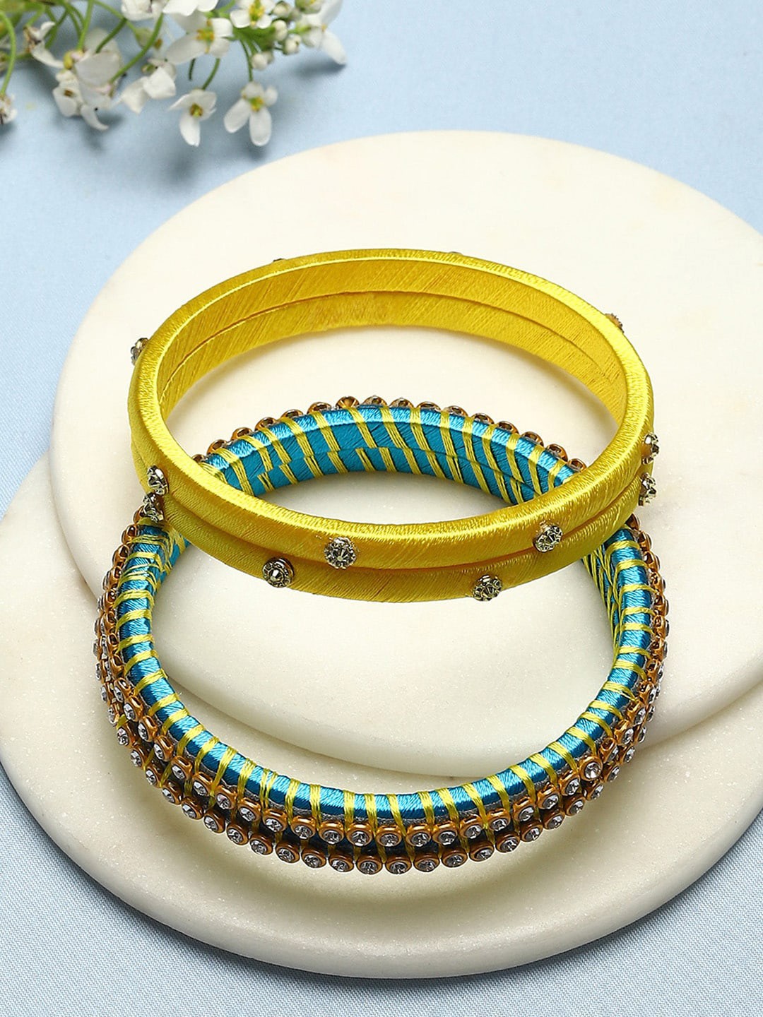 

Biba Set Of 4 Thread Bangles, Yellow