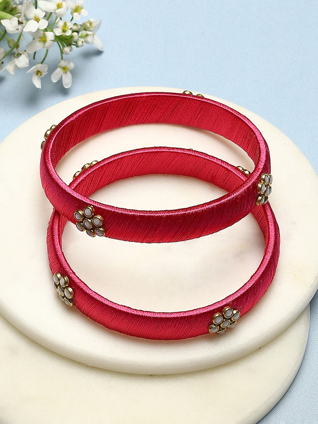 

Biba Set Of 2 Thread Bangles, Pink