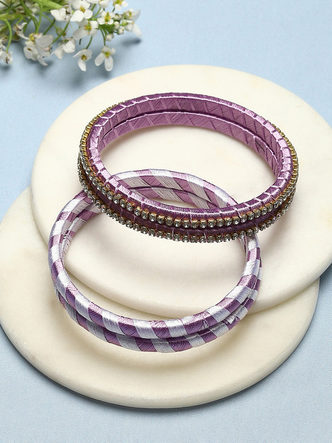 

Biba Set Of 4 Stone-Studded Bangles, Purple