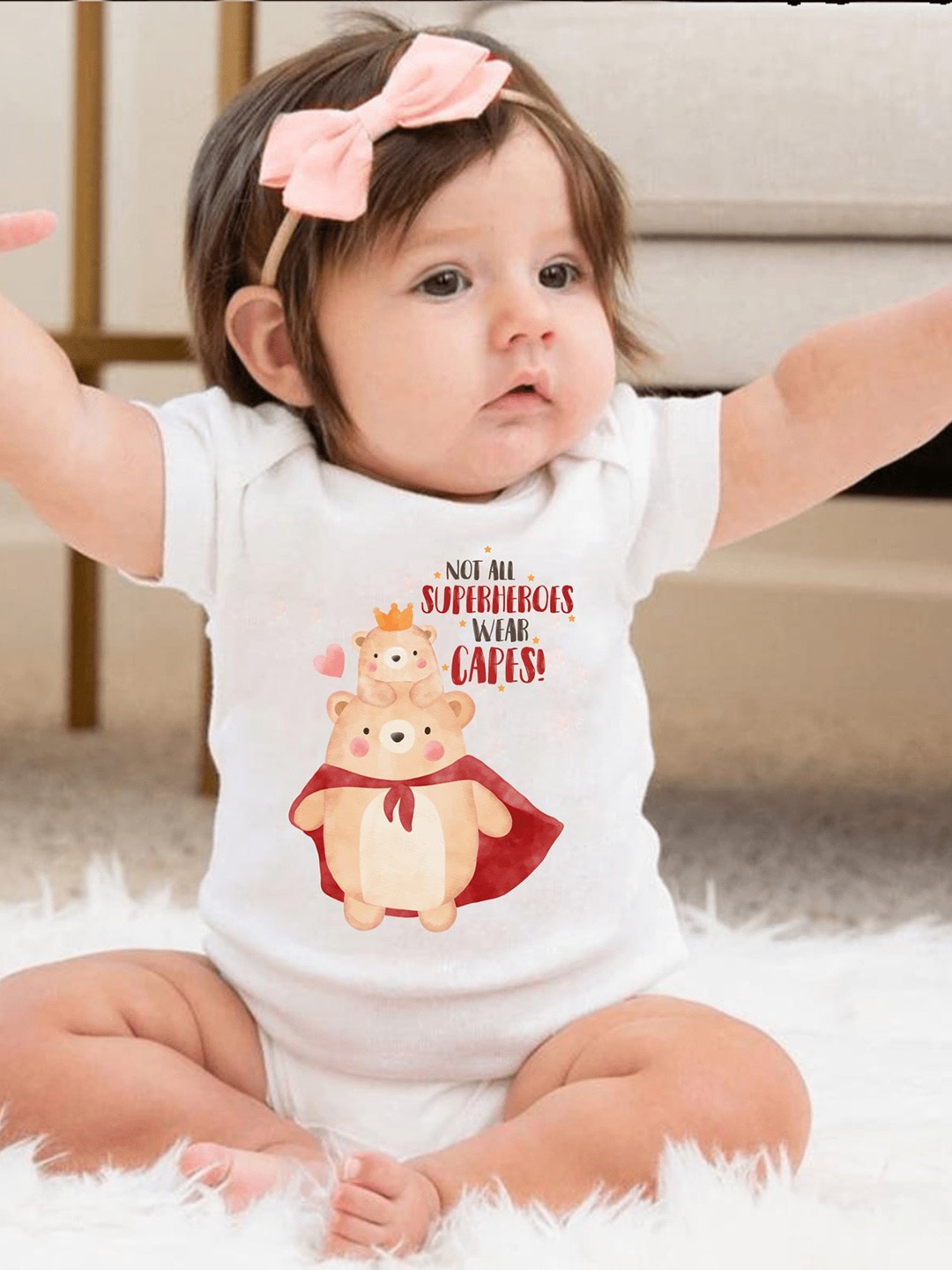 

KNITROOT Infants Printed Cotton Bodysuit, White
