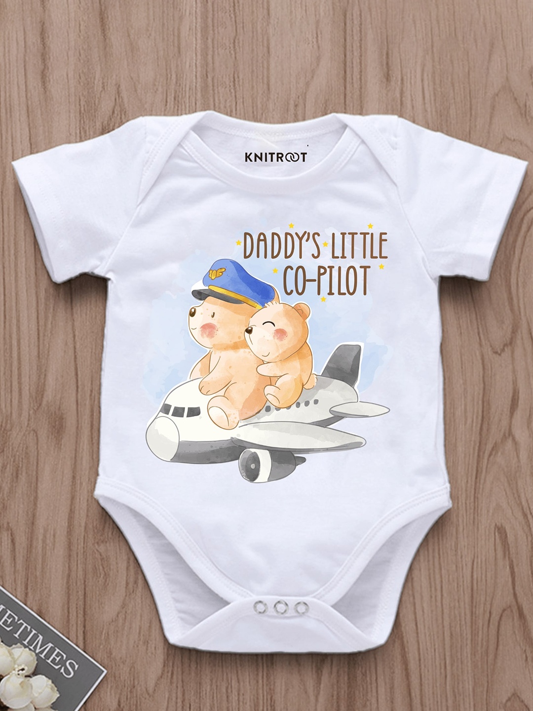 

KNITROOT Infants Printed Cotton Bodysuit, White
