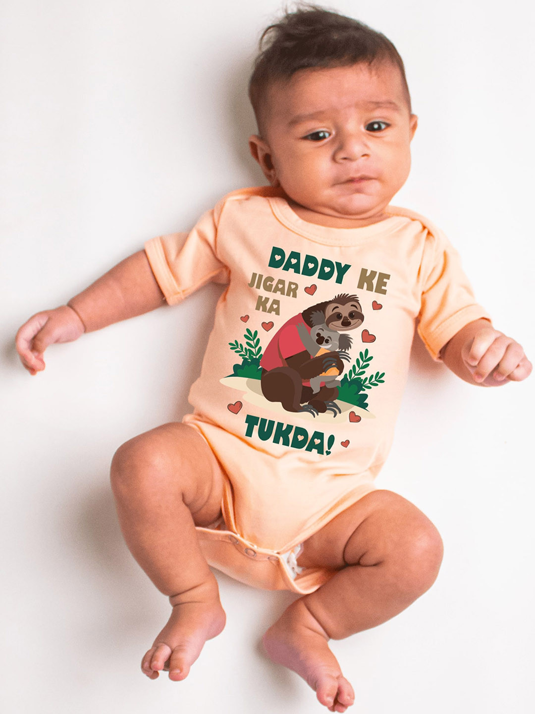 

KNITROOT Infants Printed Cotton Bodysuit, Peach