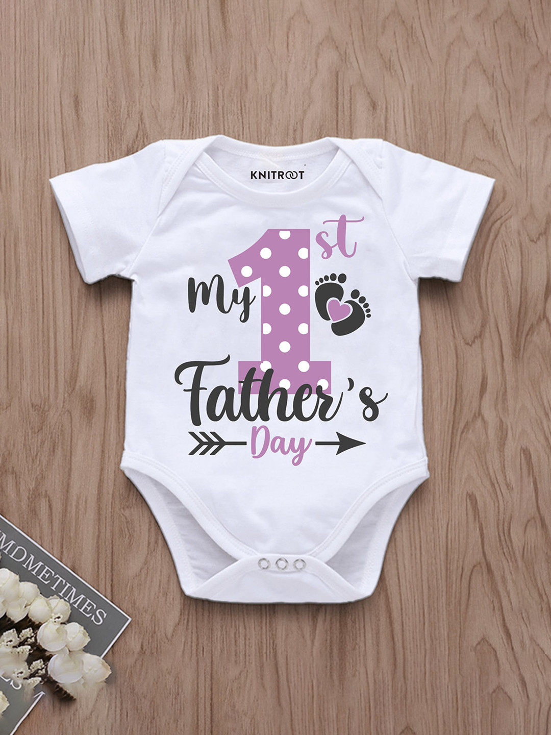

KNITROOT Infants Printed Cotton Bodysuit, White