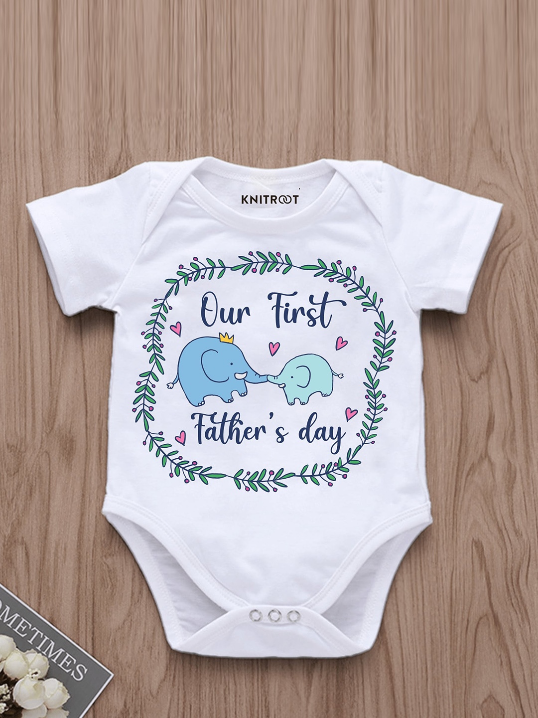 

KNITROOT Infants Printed Cotton Bodysuit, White