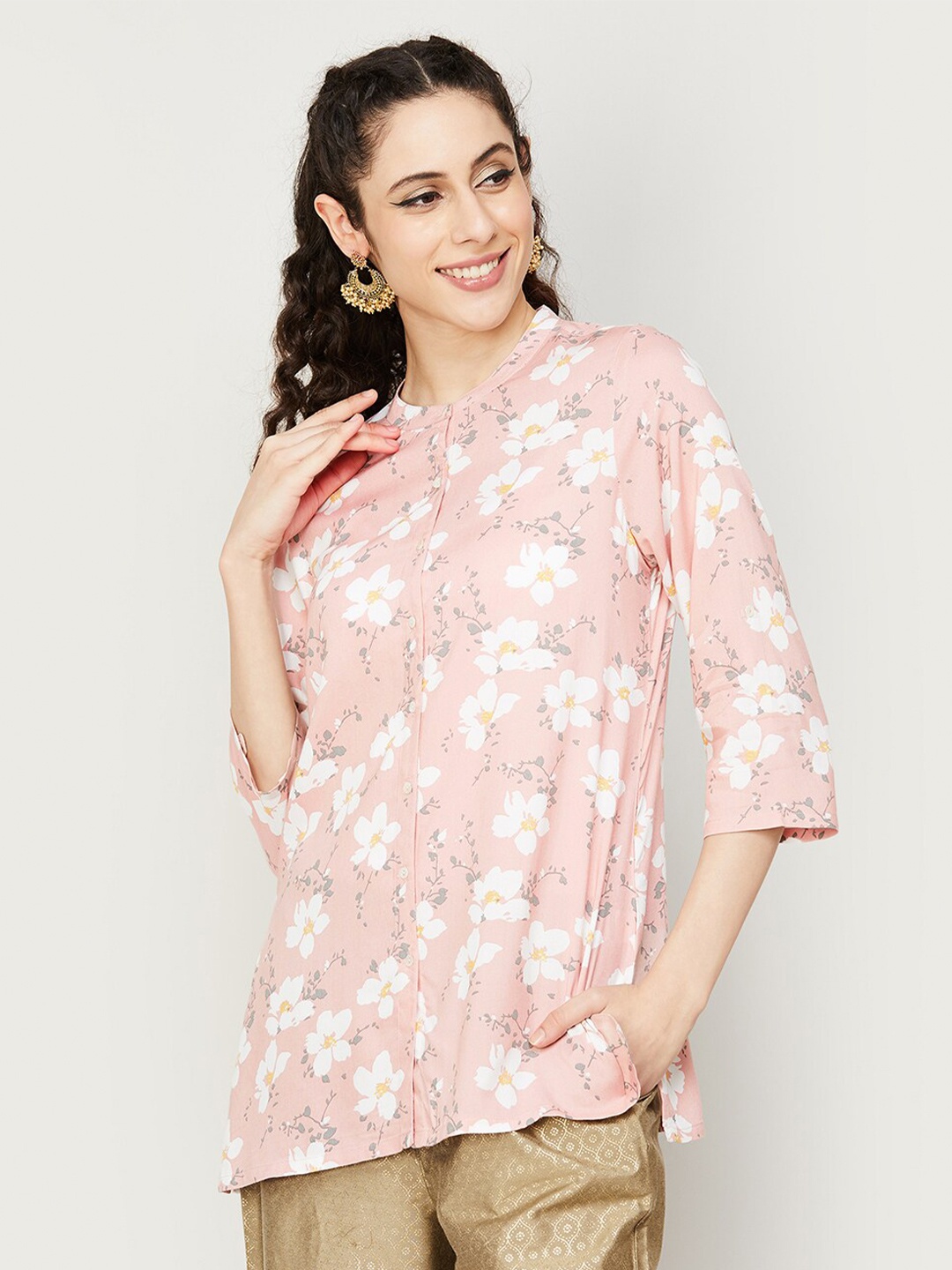 

Melange by Lifestyle Floral Printed Kurti, Pink