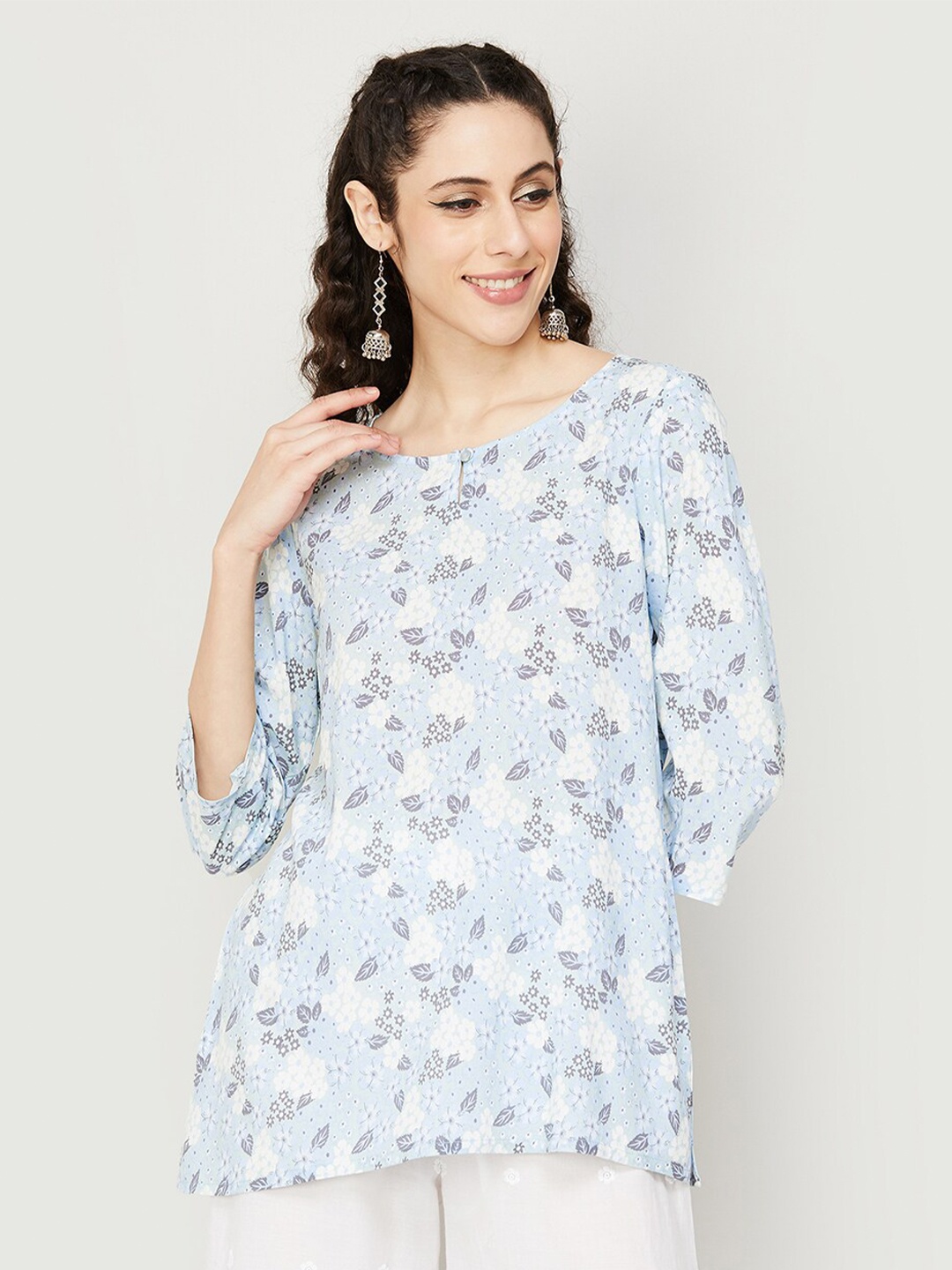 

Melange by Lifestyle Floral Printed Kurti, Blue
