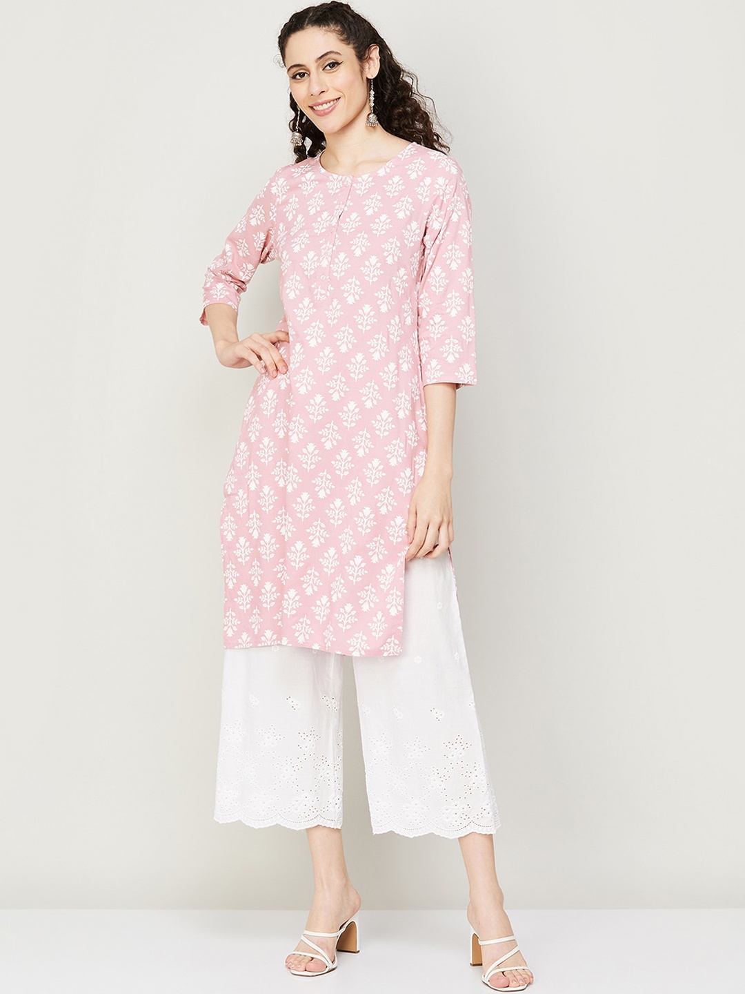 

Melange by Lifestyle Floral Printed Kurta, Coral