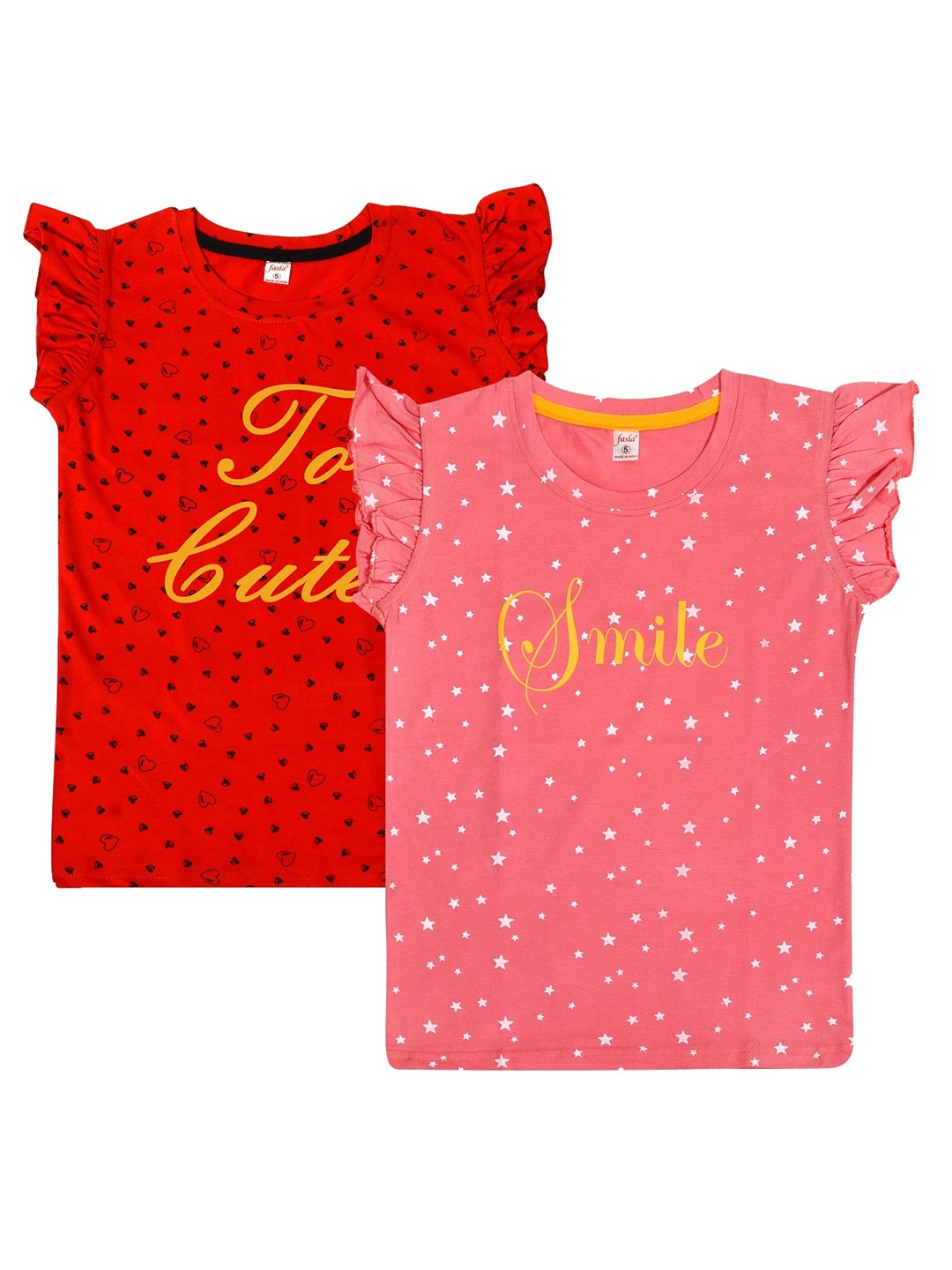 

FASLA Girls Pack Of 2 Typography Printed T-shirts, Red