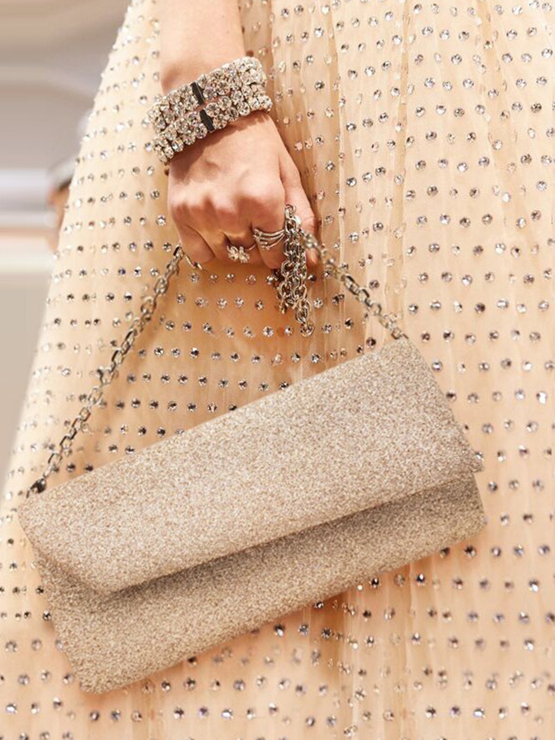 

JENNA Embellished Envelope Clutch, Gold