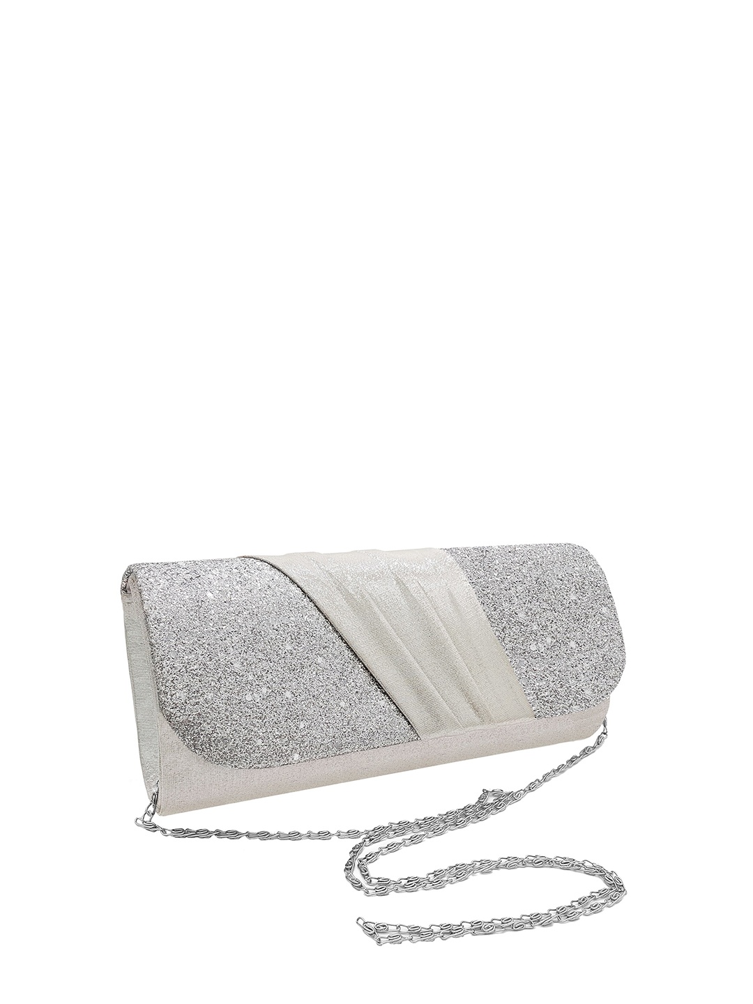 

JENNA Embellished Foldover Clutch, Silver