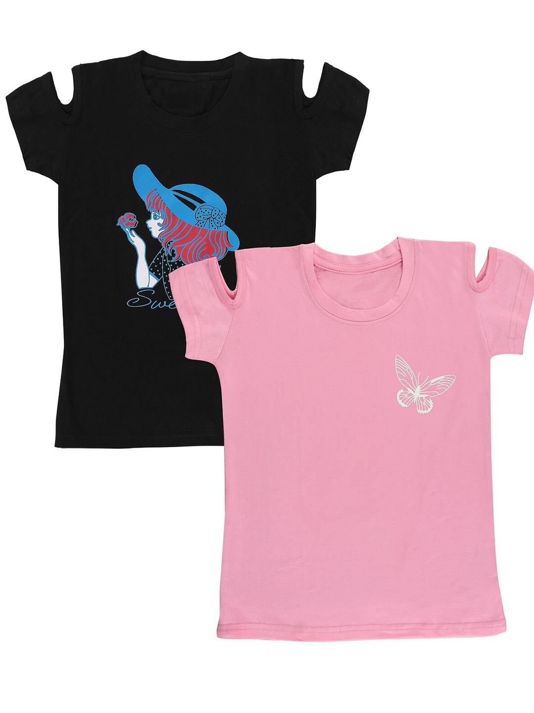 

FASLA Girls Pack Of 2 Graphic Printed T-shirts, Pink