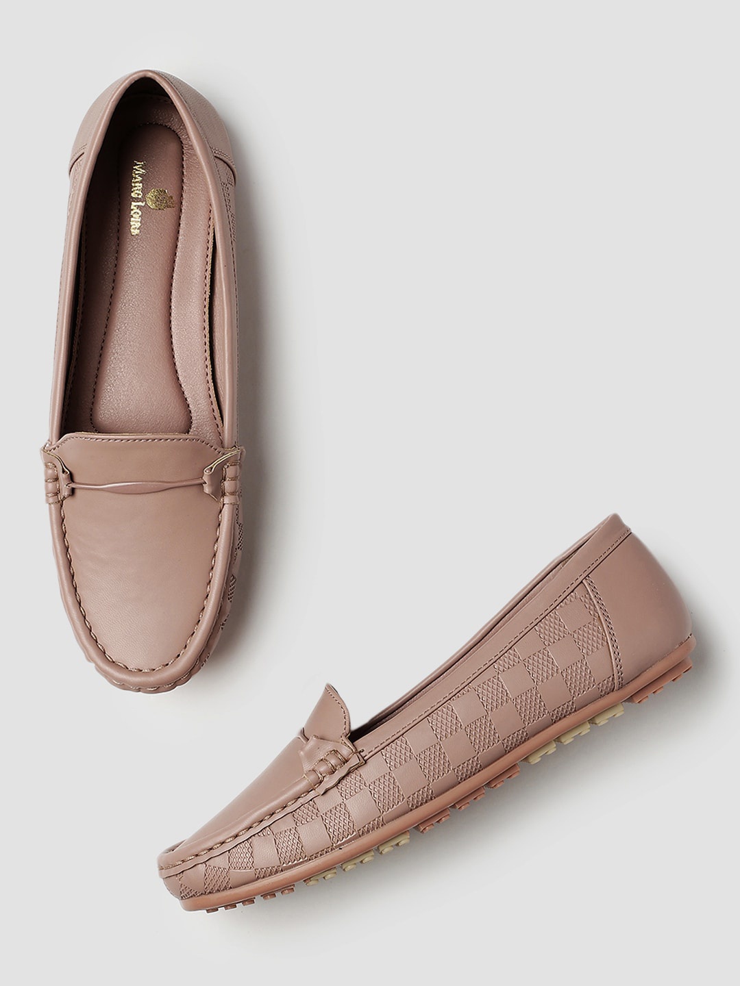 

Marc Loire Women Textured Embellished Comfort Insole Lightweight Horsebit Loafers, Nude