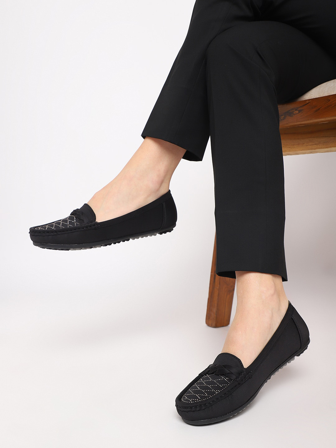 

Marc Loire Women Embellished Lightweight Loafers, Black
