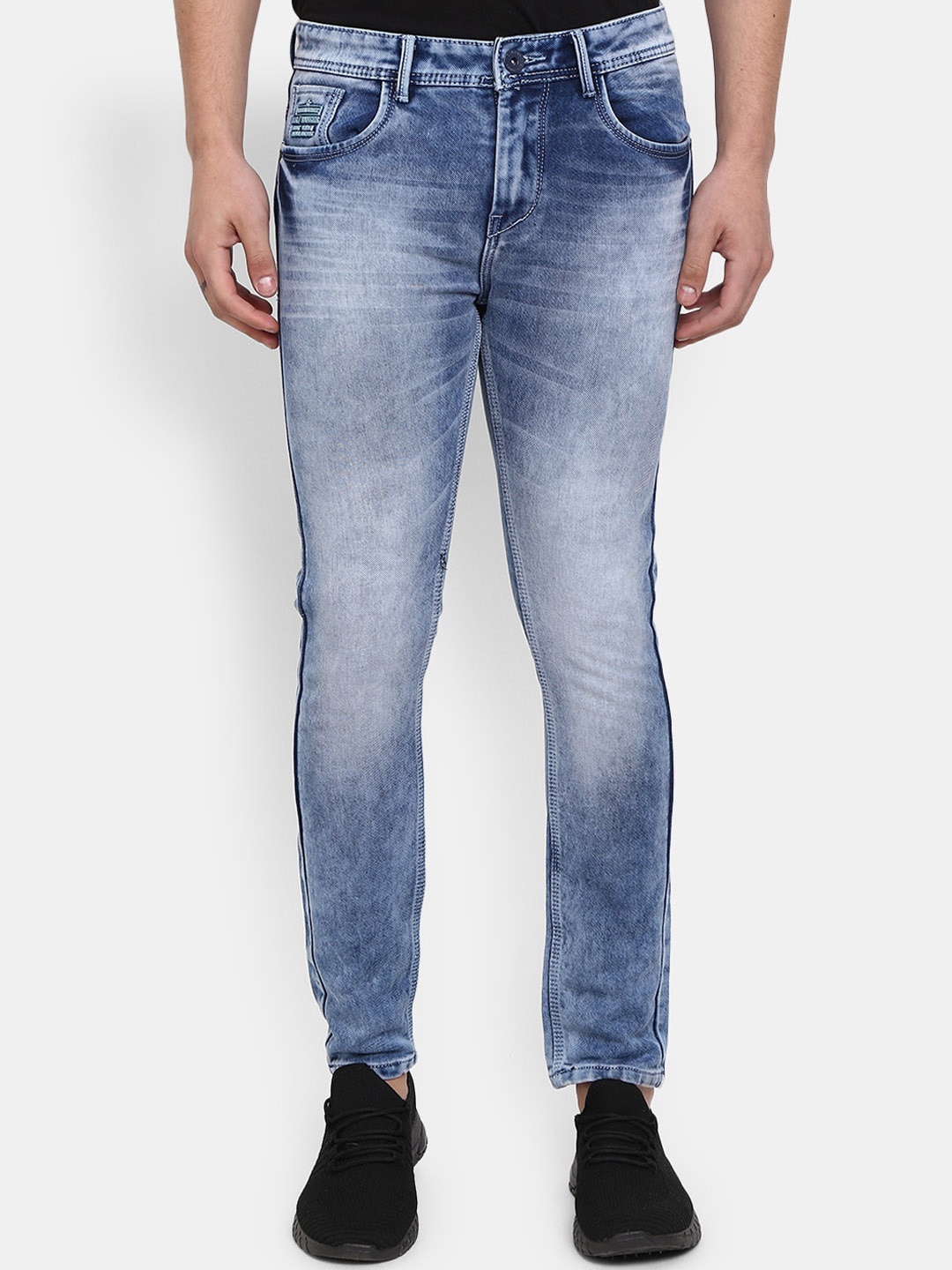 

V-Mart Men Slim Fit Heavy Fade Stretchable Cotton Jeans, Blue