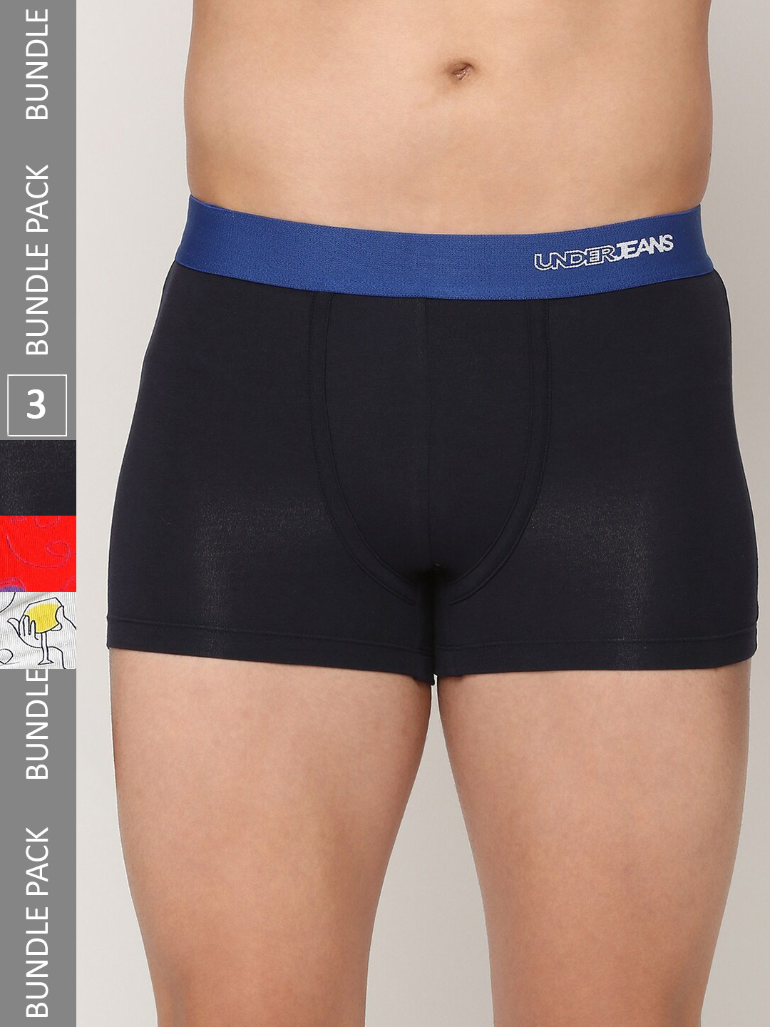 

UnderJeans by Spykar Men Pack Of 3 Printed Trunks, Red