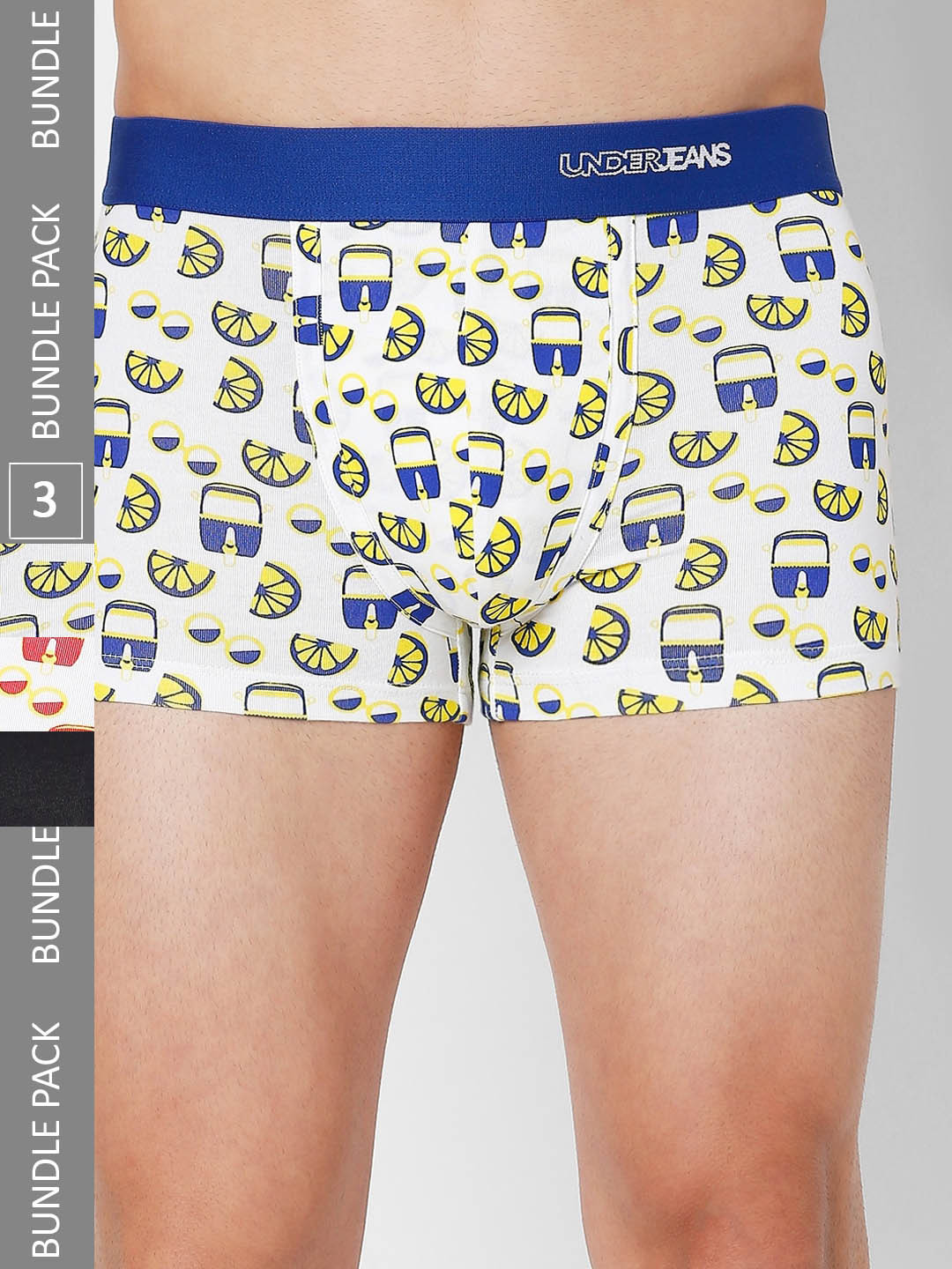 

UnderJeans by Spykar Men Pack Of 3 Printed Trunks, White
