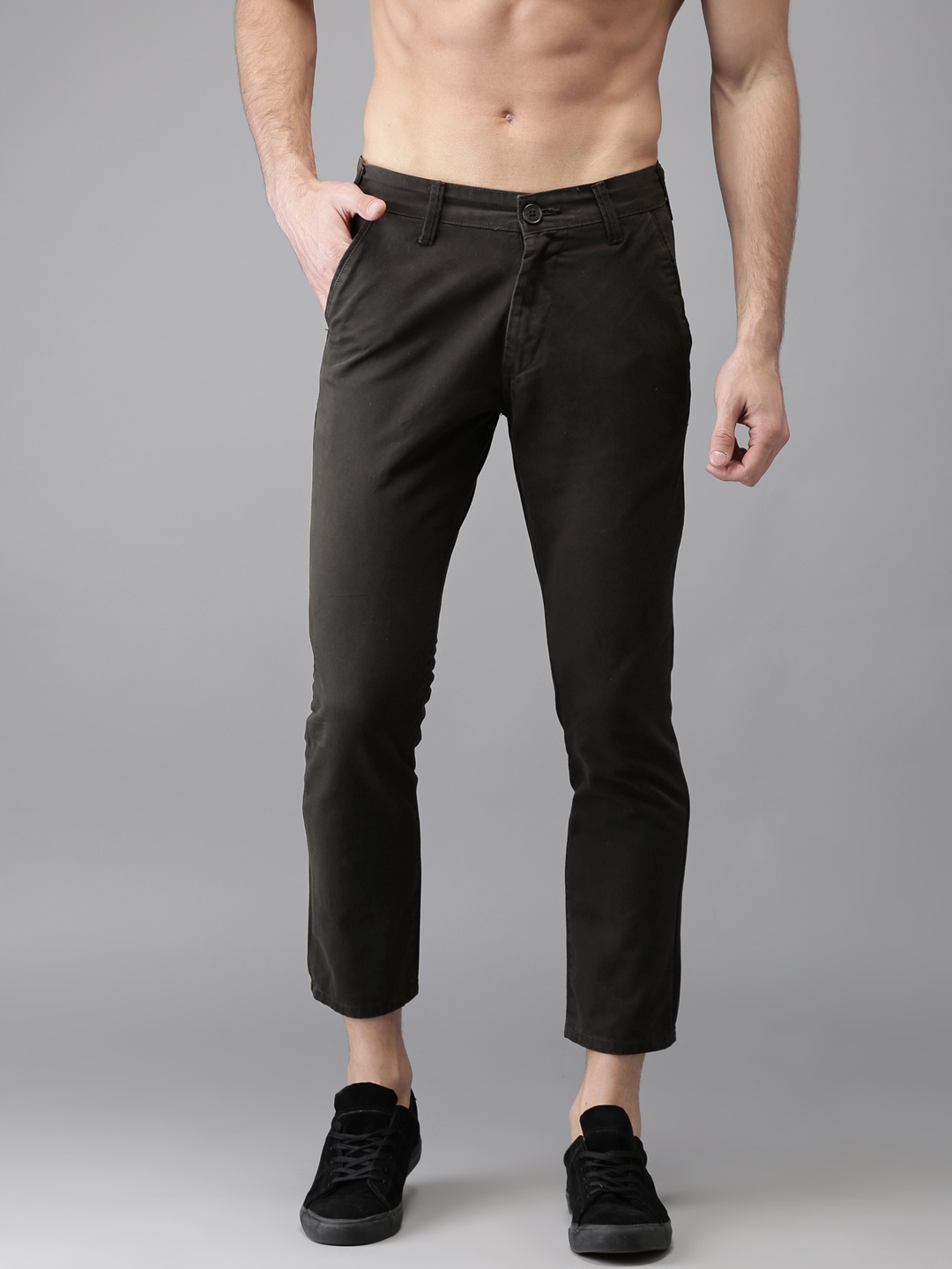 

Moda Rapido Men Black Slim Fit Solid Cropped Chinos