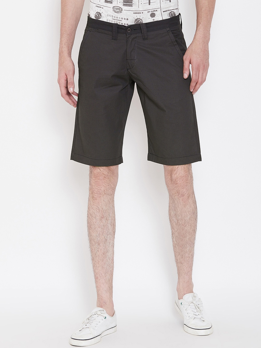 

PUNK Men Mid Rise Cotton Shorts, Grey
