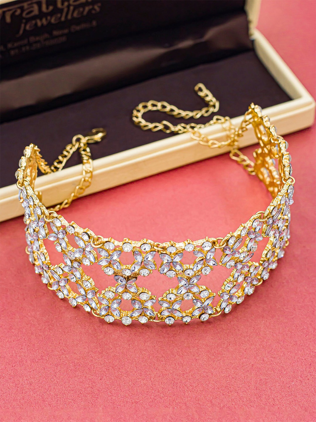 

Bellofox Gold-Plated Artificial Stones Chocker Necklace