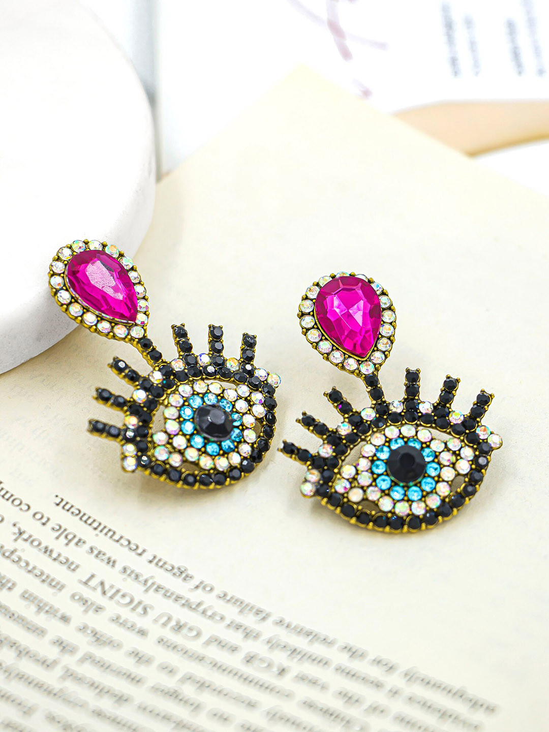 

Bellofox Gold-Plated Contemporary Evil Eye Drop Earrings, Silver