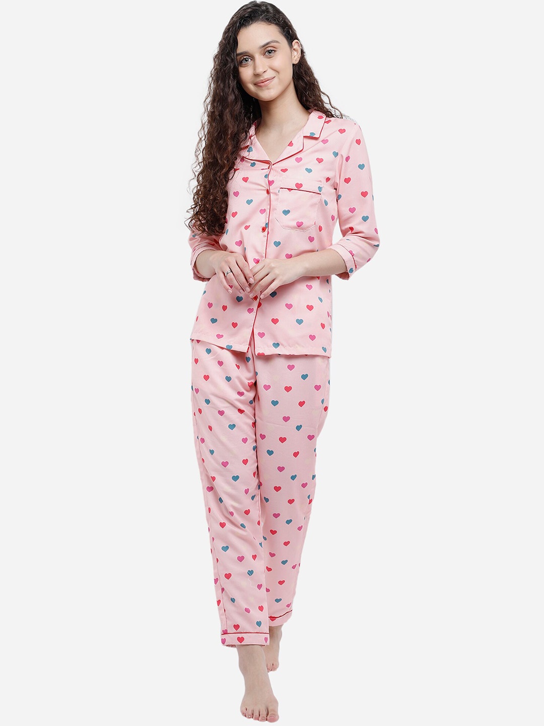 

Bellofox Pink & Blue Printed Night suit