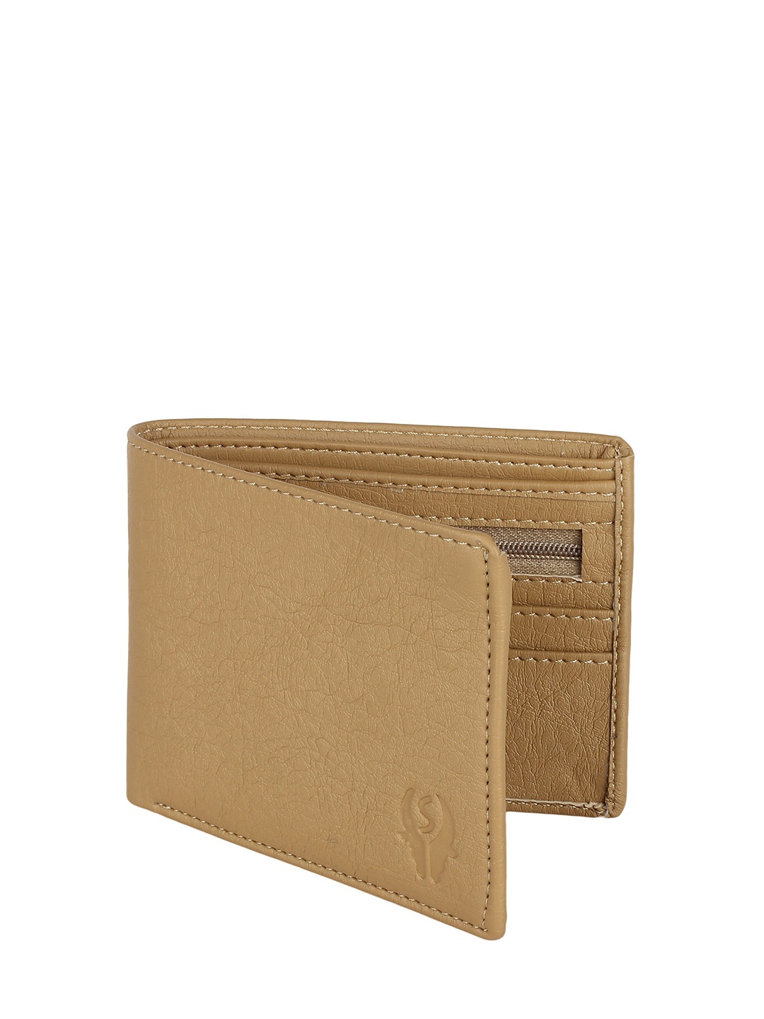 

SAMTROH Men Textured Two Fold Wallet, Beige