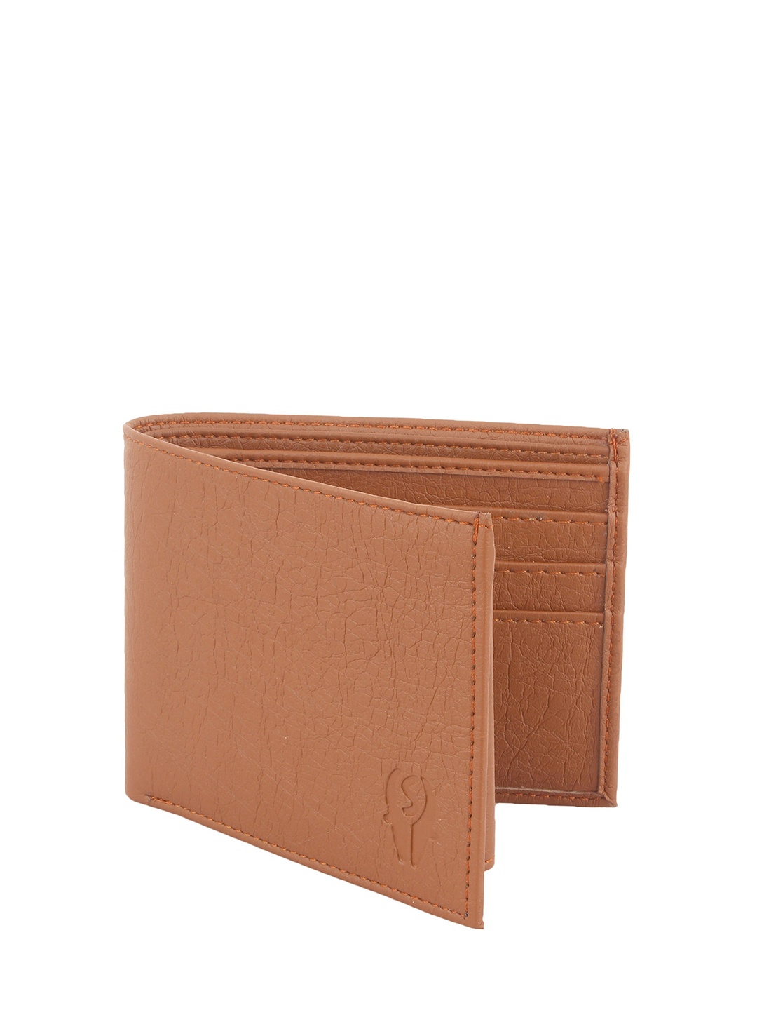 

SAMTROH Men Textured Brand Logo Two Fold Wallet, Tan