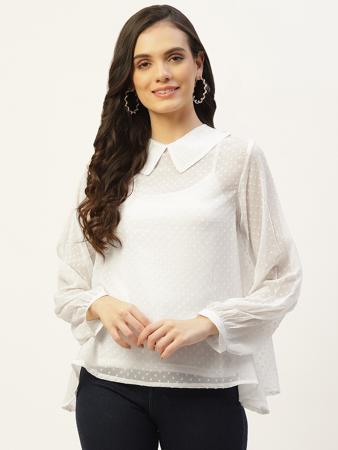 

Belle Fille Puff Sleeve Cotton Top, White