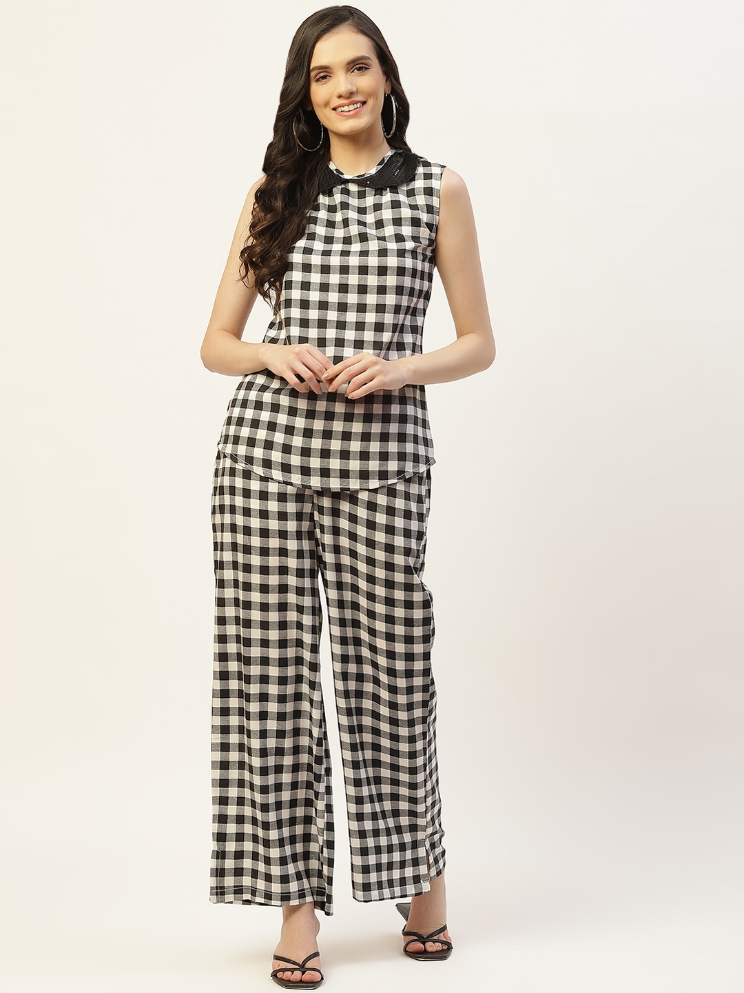 

Belle Fille Women Checked Co-Ords, Black