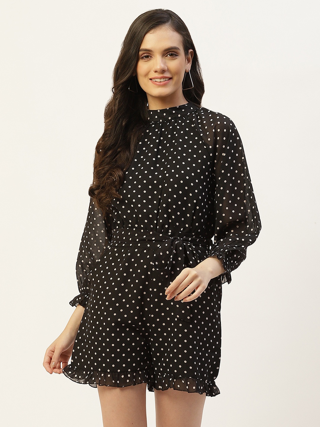 

Belle Fille Polka Dots Printed Jumpsuit, Black