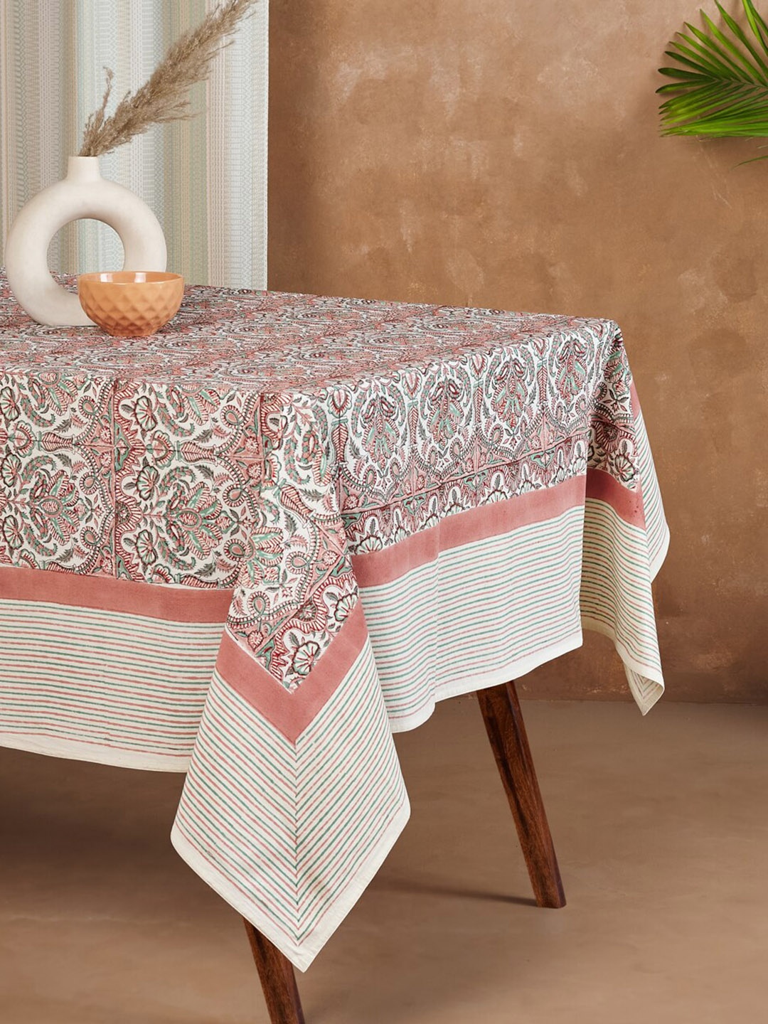 

Fabindia Pink & White Block Printed Kalpi Udyan Cotton 4-Seater Table Cover