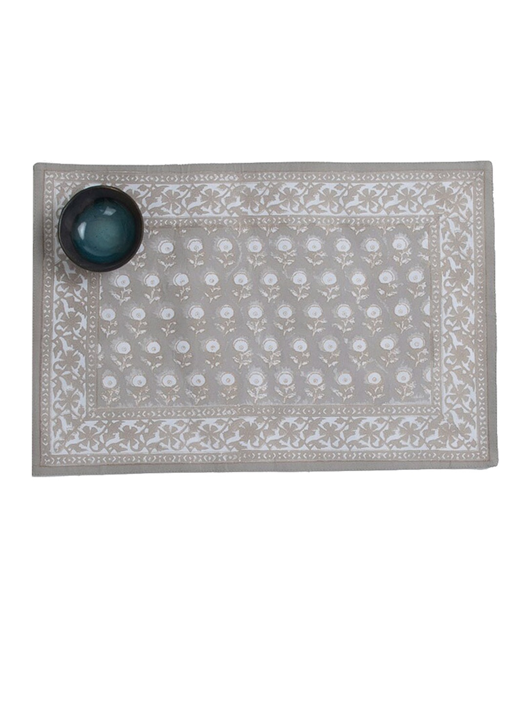 

Fabindia Grey 4 Pieces Printed Amodini Cotton Table Placemats